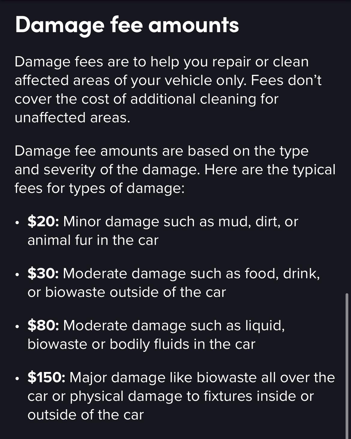 Damage fee info! The more you know r/lyftdrivers