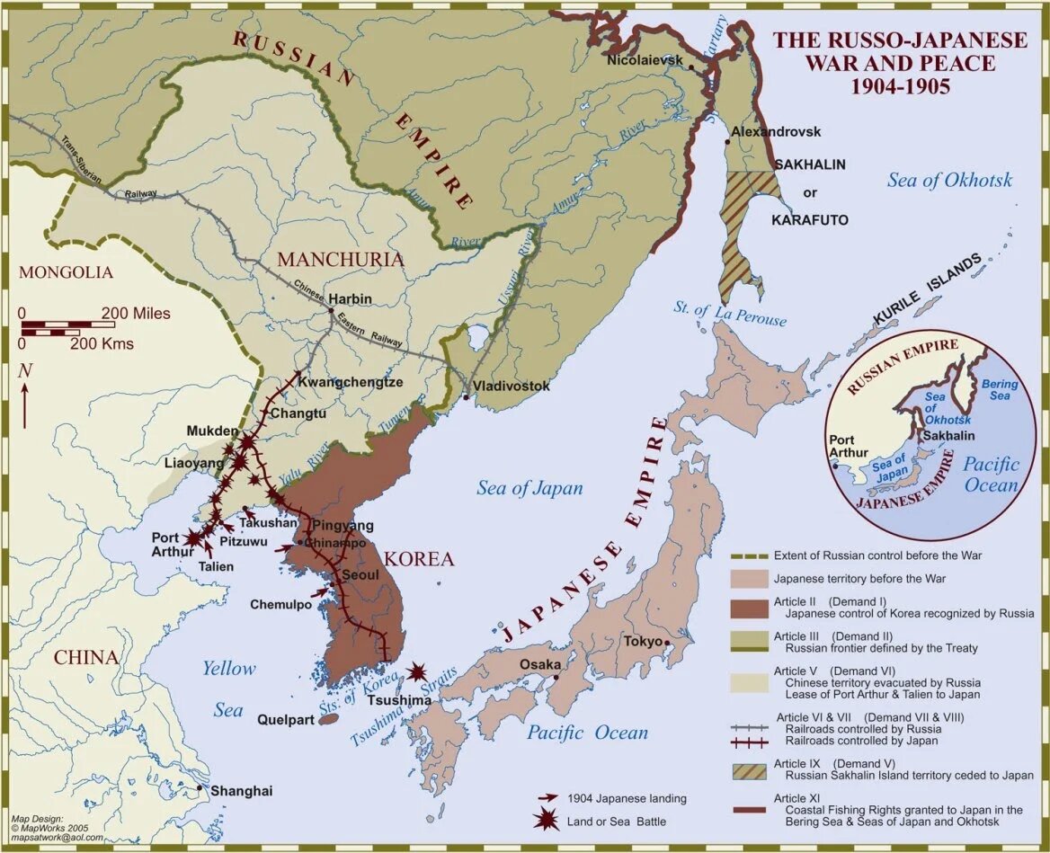 The Russo Japanese War and Peace 19041905 r/MapPorn