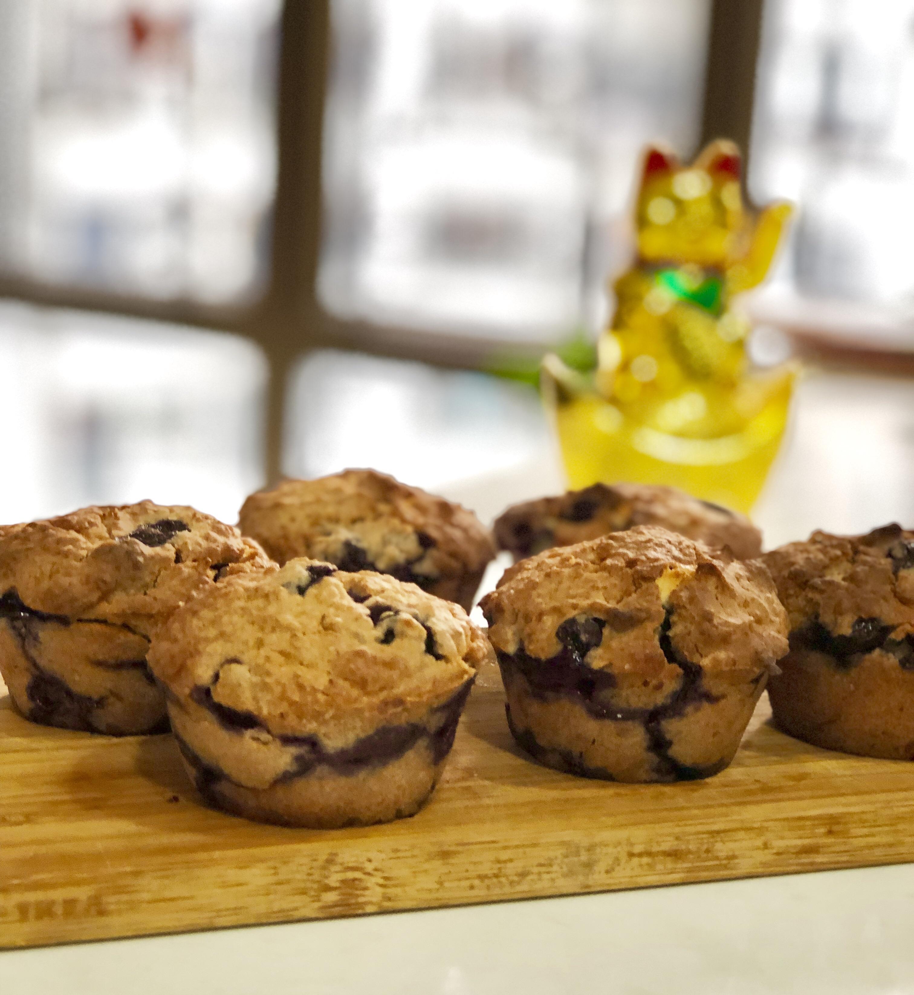 [homemade] blueberry coconut white chocolate muffins r/food