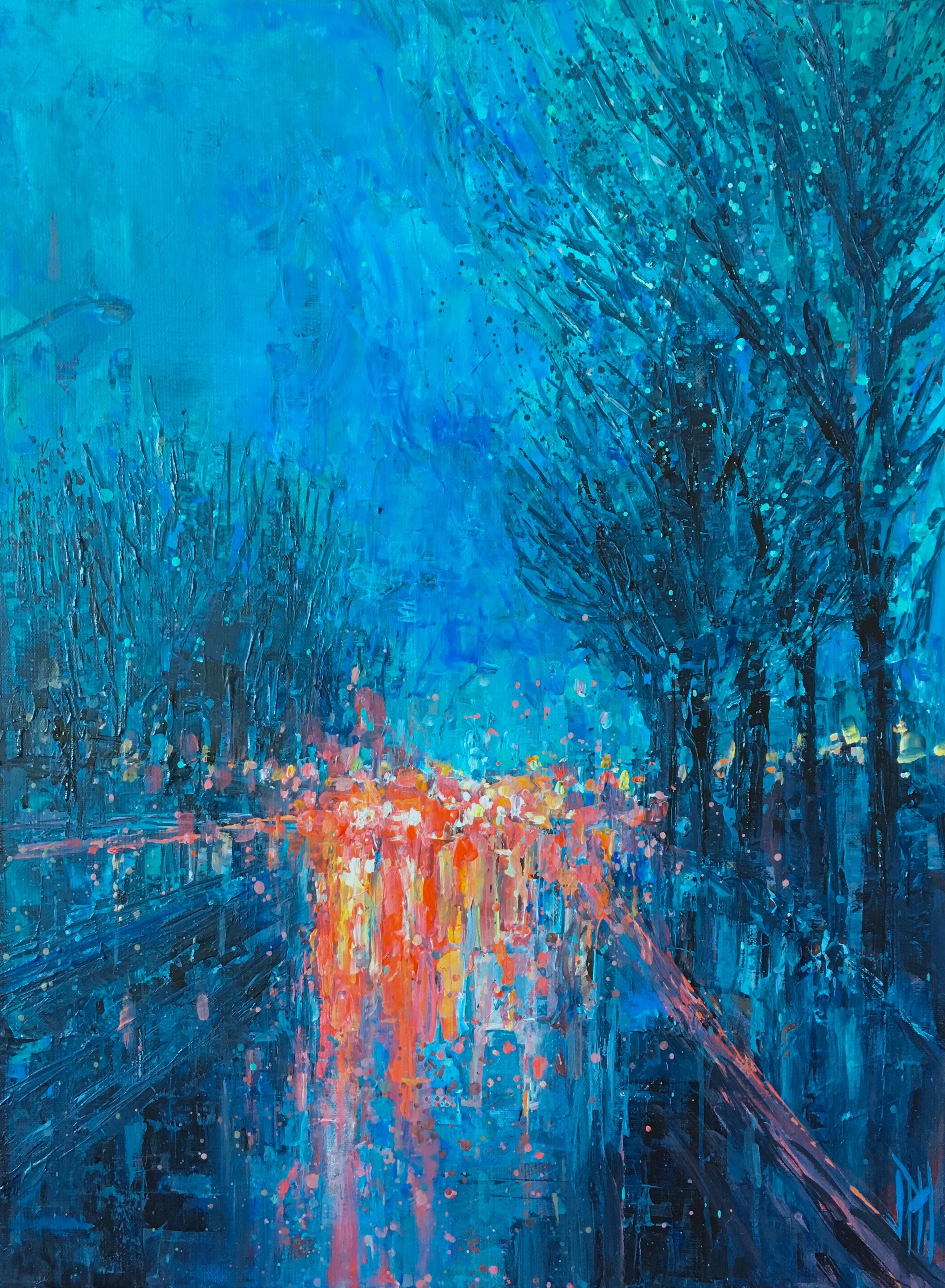 Rain on a road trip, acrylic painting r/raining