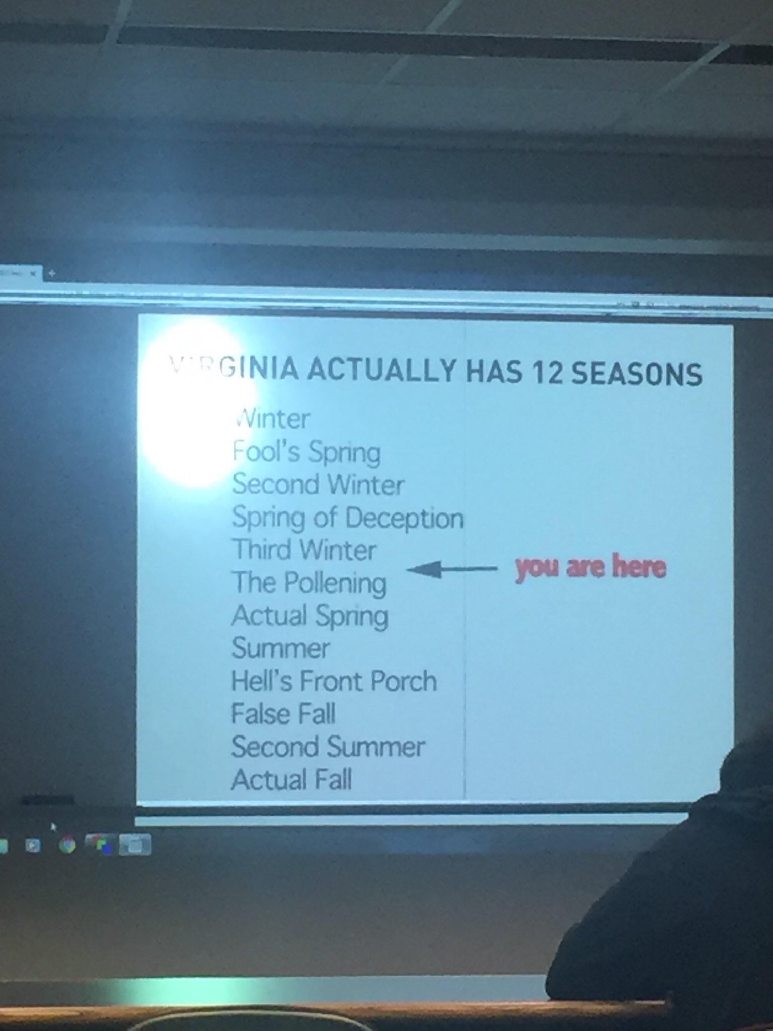 Virginia has 12 seasons r/Virginia