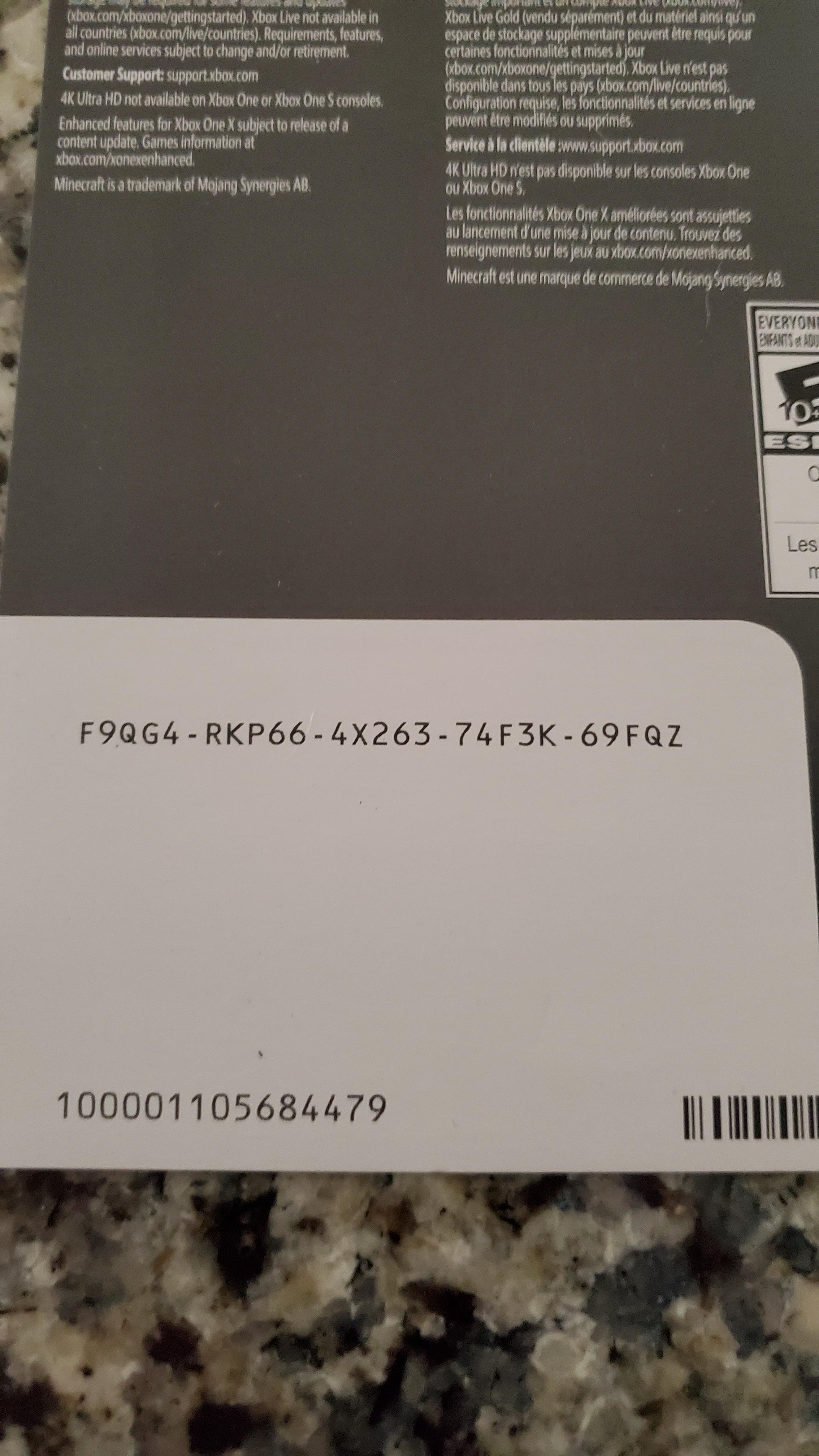 Minecraft Xbox One Edition Code