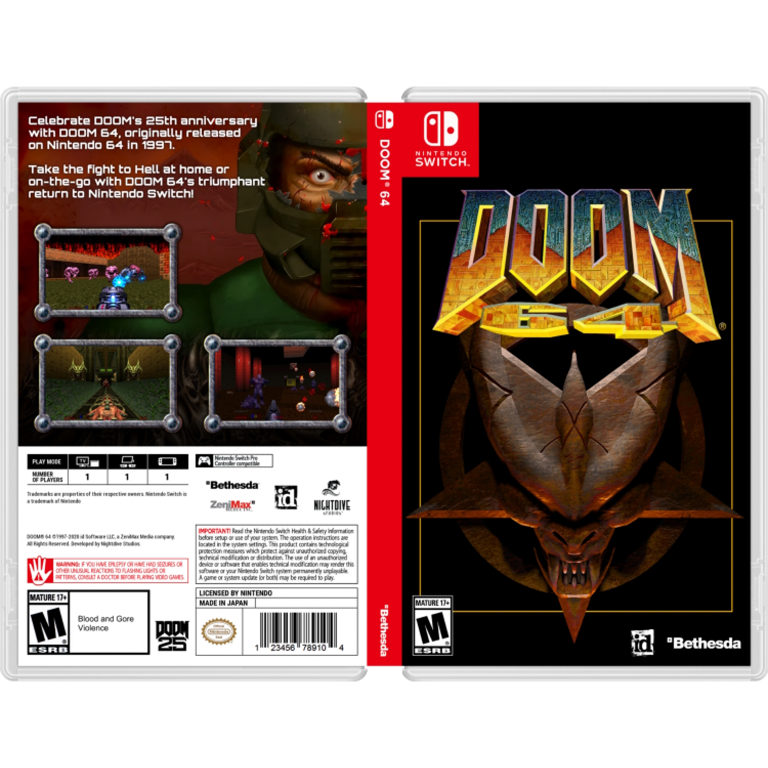 Doom 64 Custom Box Art NintendoSwitchBoxArt
