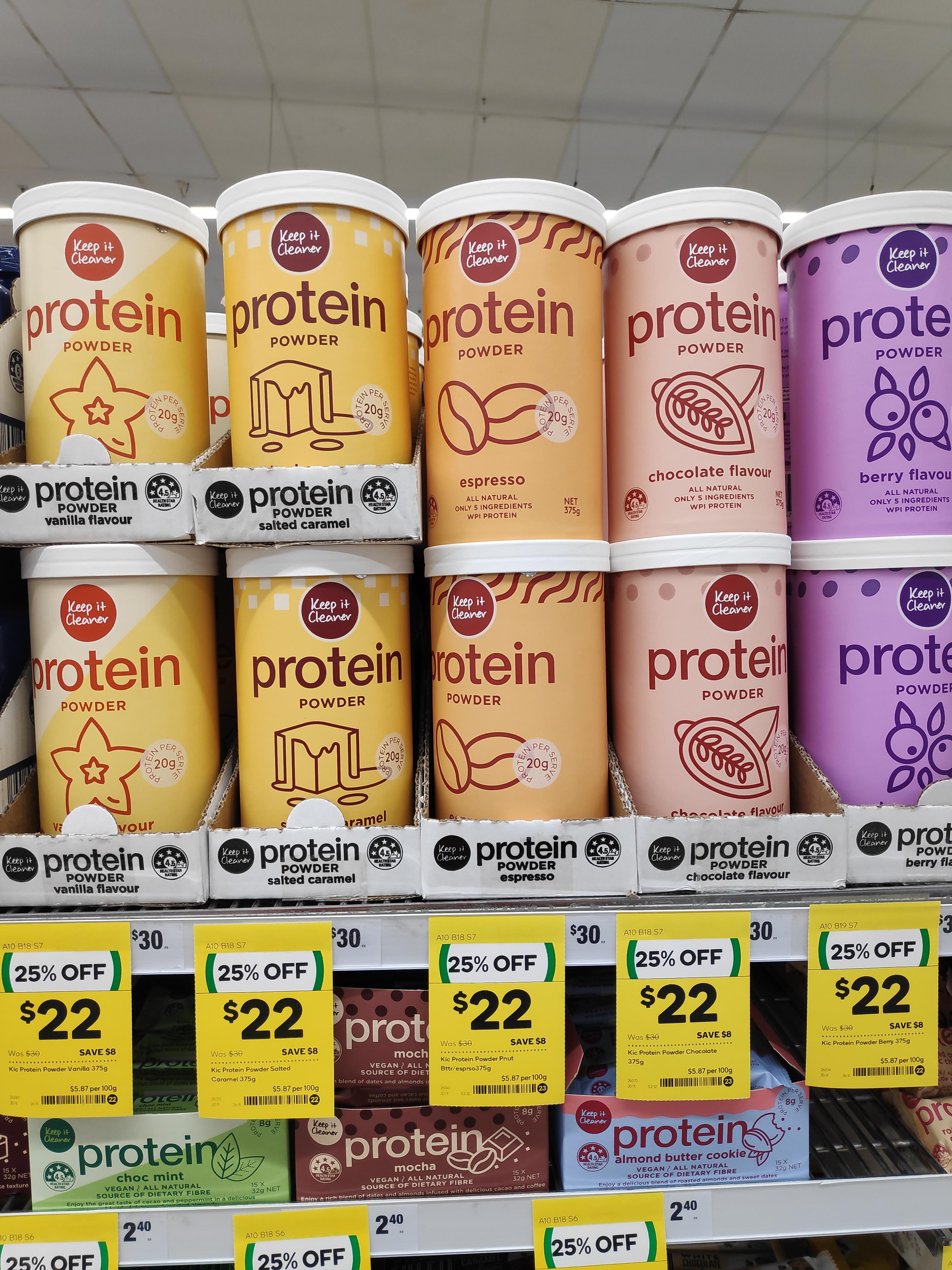 Protein powder at Woolies. Seemed a pretty good price for the variety