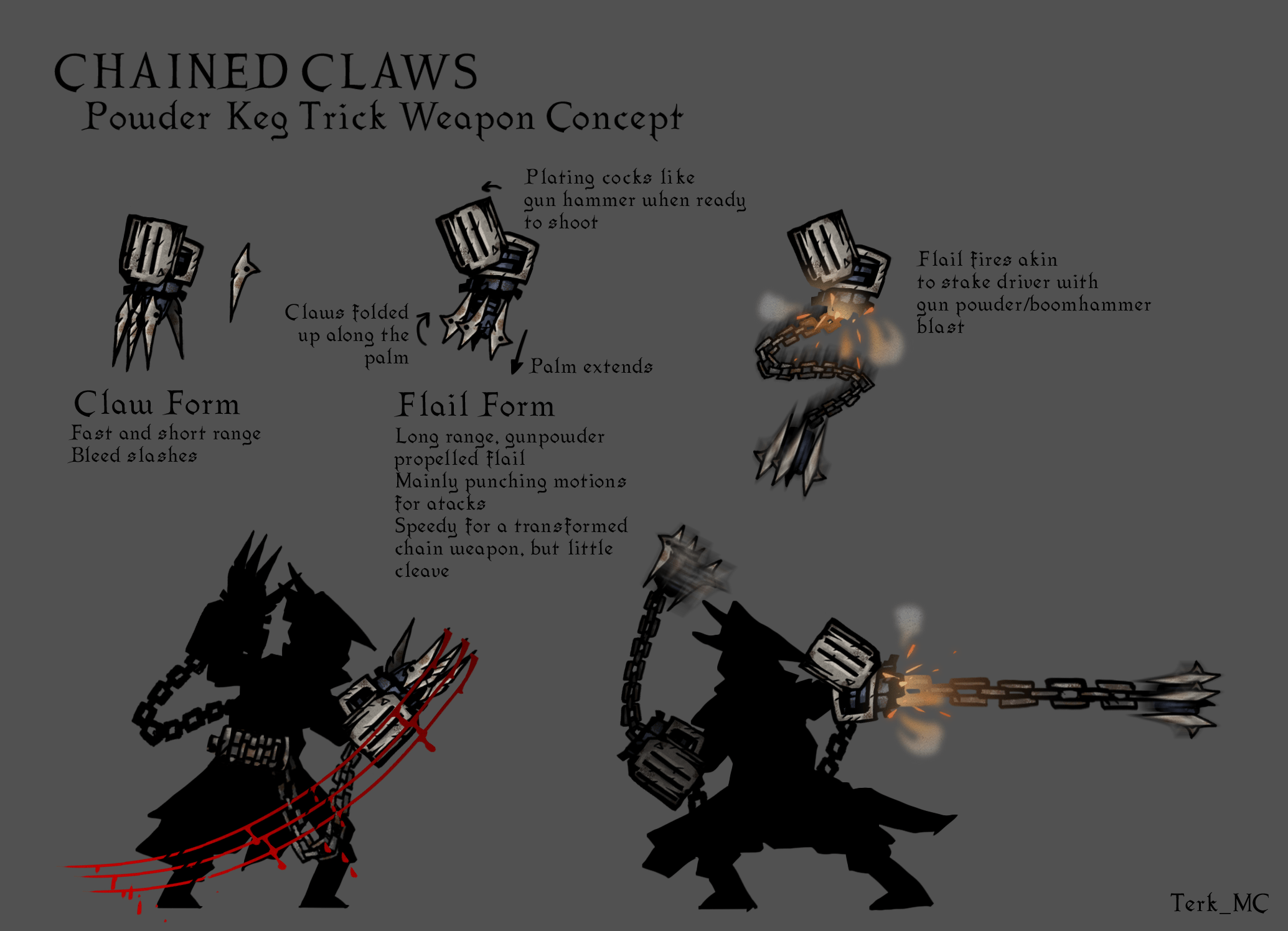 Chained Claws, a Powder Keg weapon concept art r/bloodborne