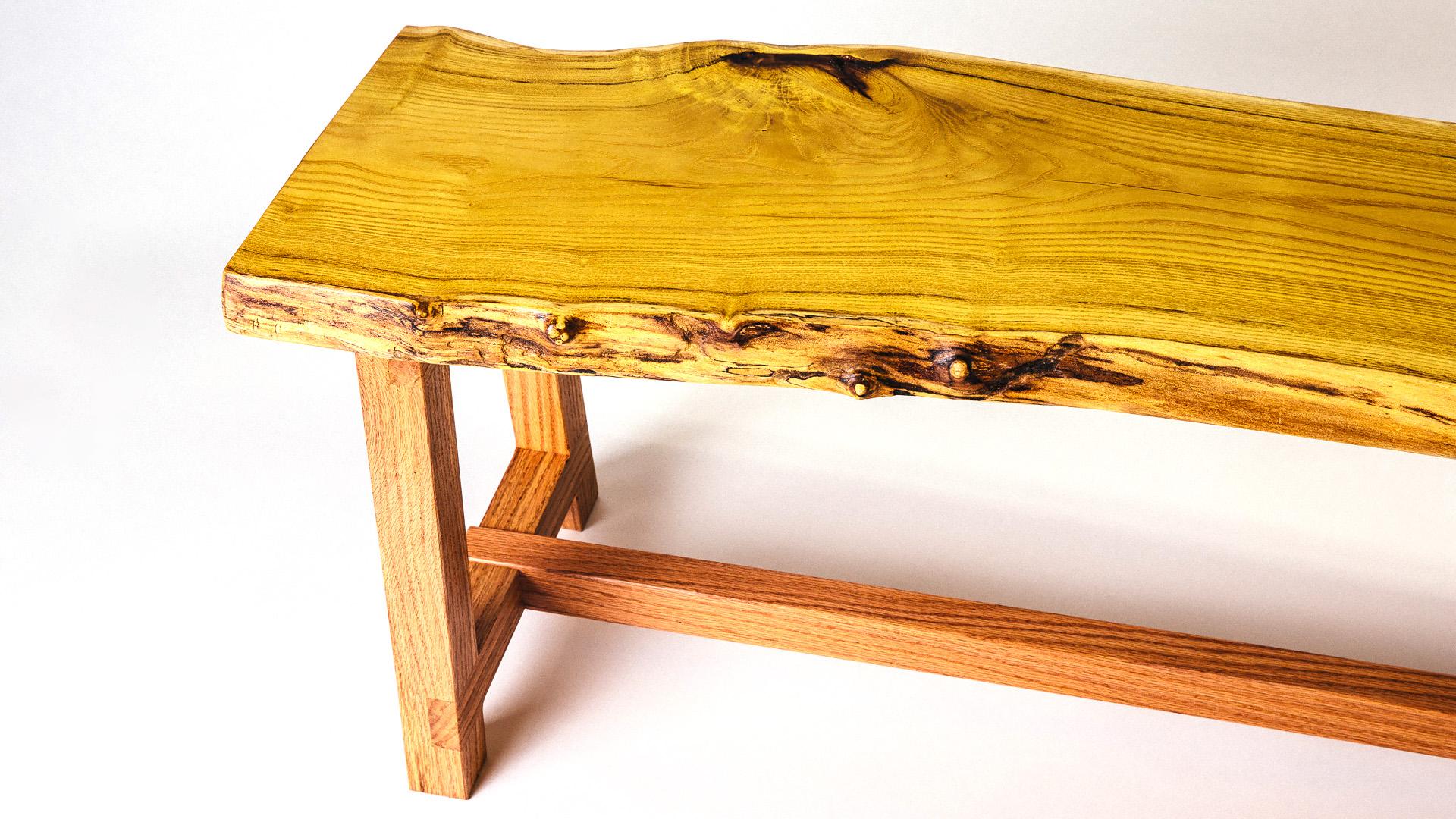 Mulberry and White Oak LiveEdge Bench r/woodworking