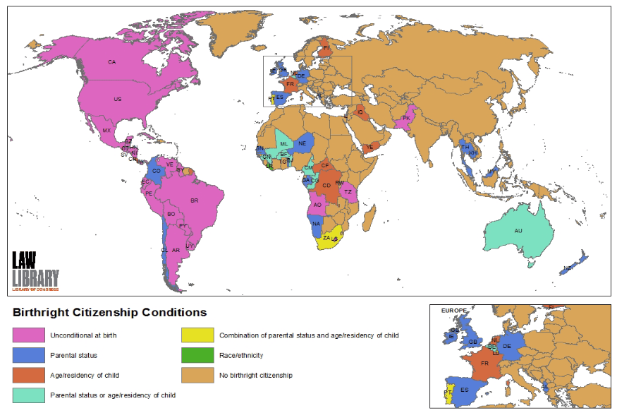 Birthright Citizenship Conditions r/MapPorn