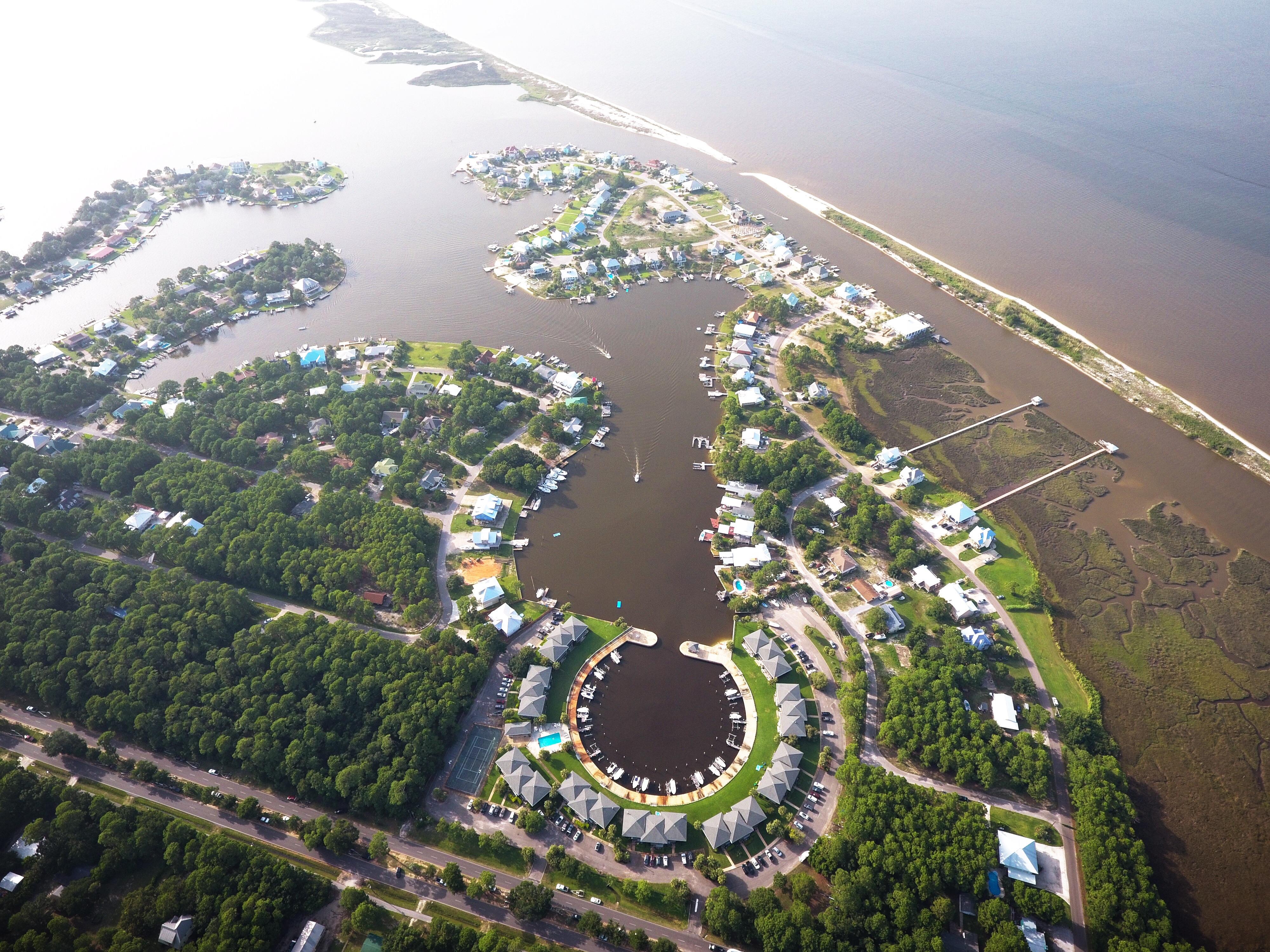 Circular dock on Dauphin Island, a little higher elevation; DI is