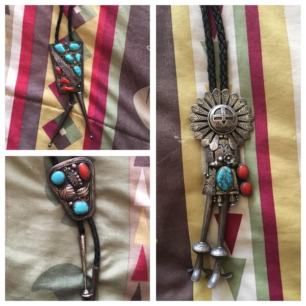 Vintage Navajo Sliver, Turquoise and Coral Jewelry two by famous