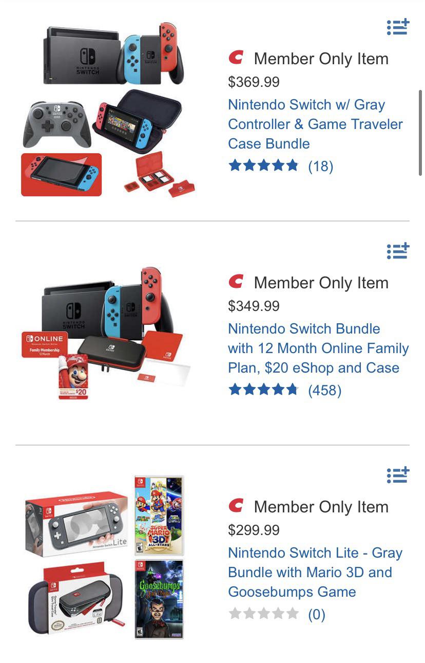Multiple Nintendo Switch bundles live on r/Costco