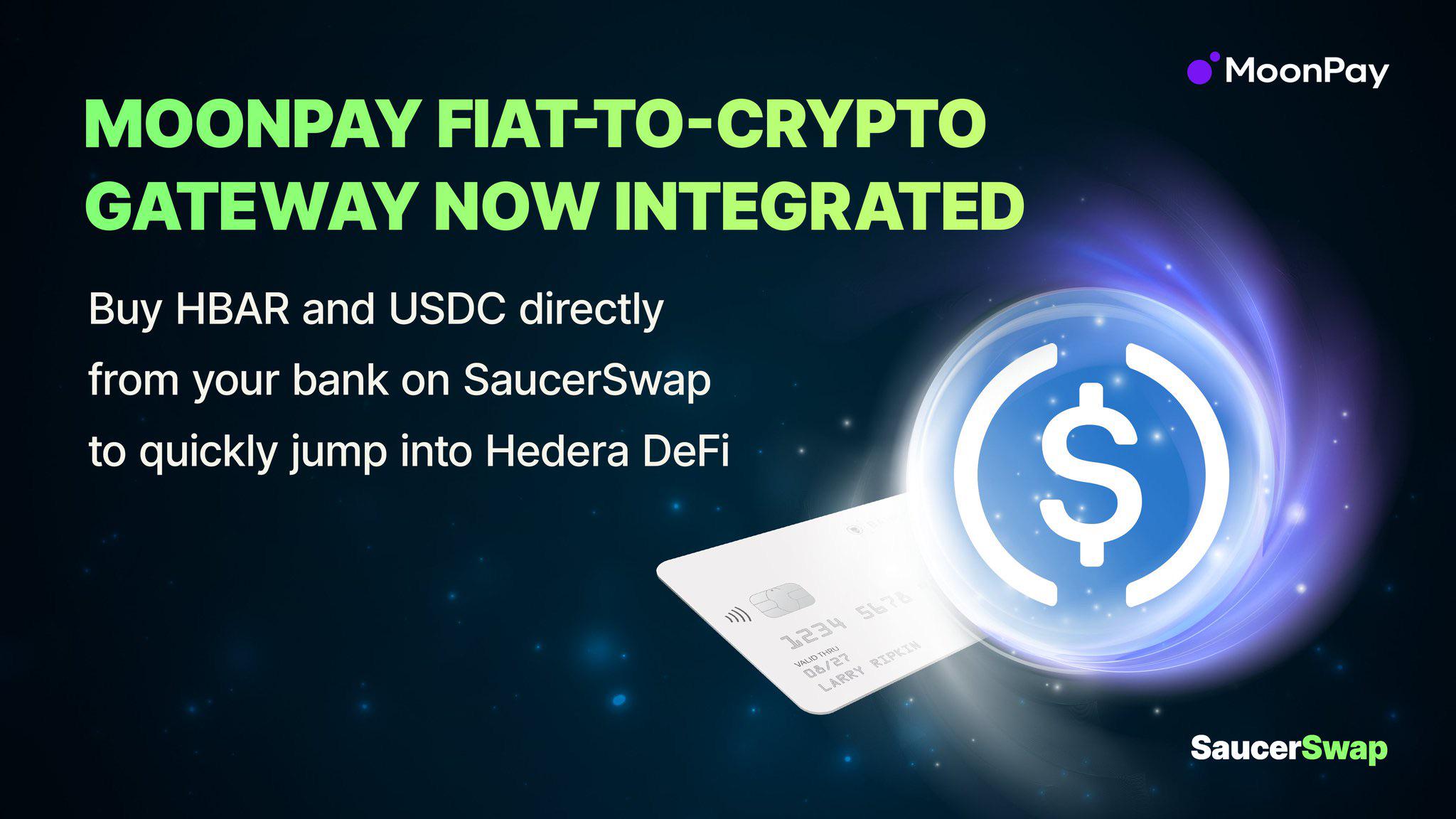 We just rolled out a moonpay integration directly into the SaucerSwap