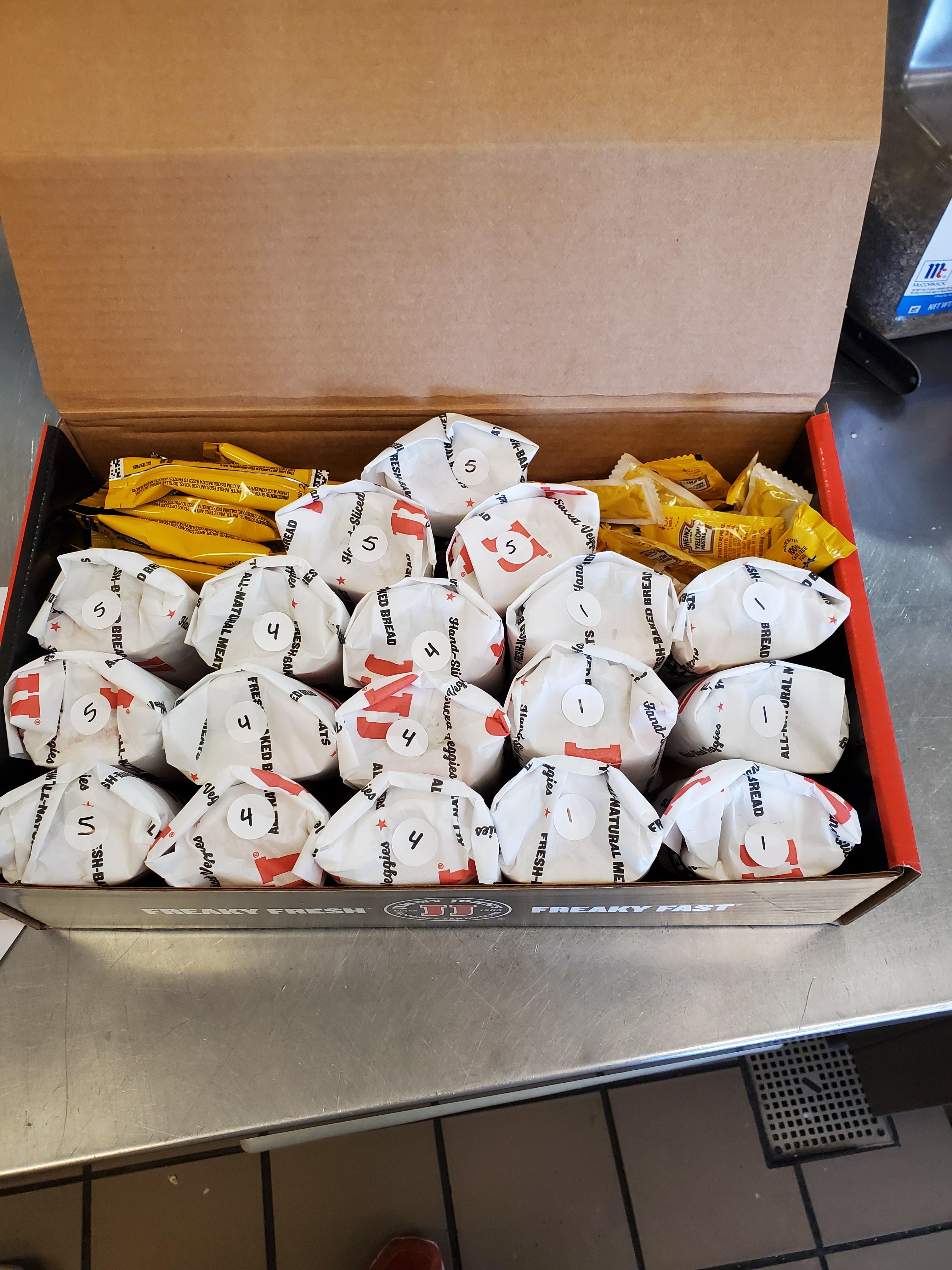 Rate my Party Box! Individually wrapped for the Covids. r/jimmyjohns