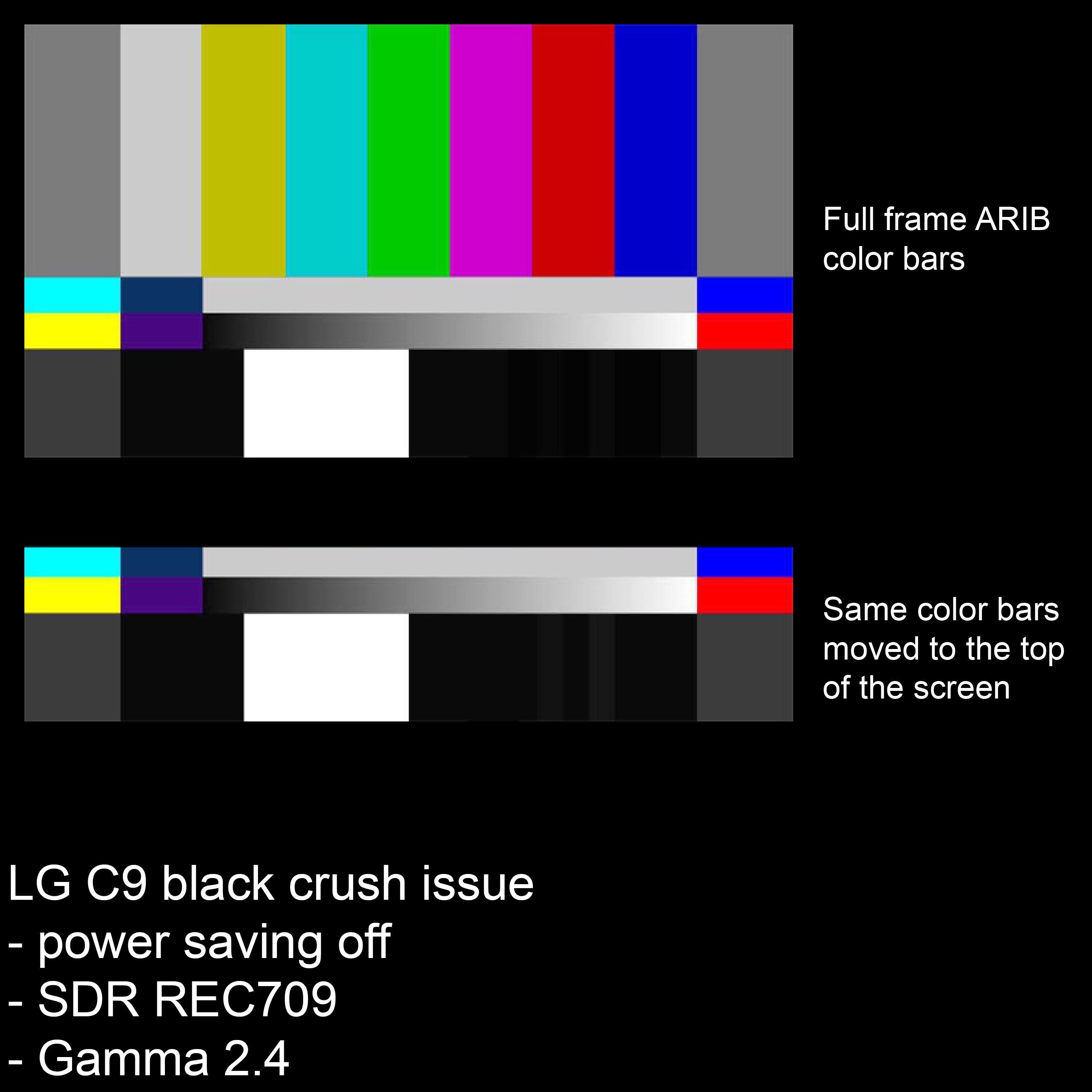 LG C9 black crush issue with full screen color bars. r/OLED