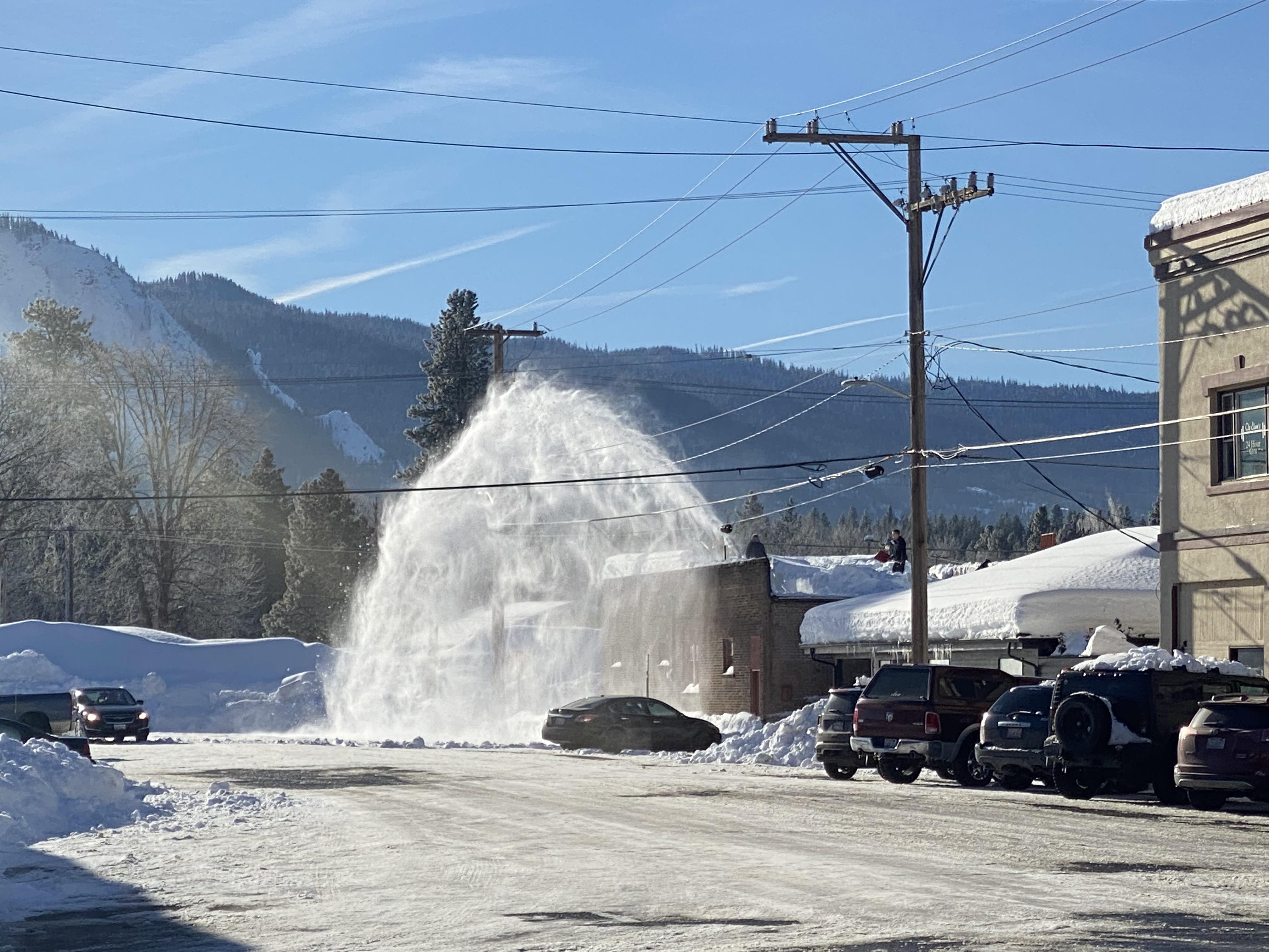 Snow blowing a roof in Cle Elum, WA State, USA mildlyinteresting