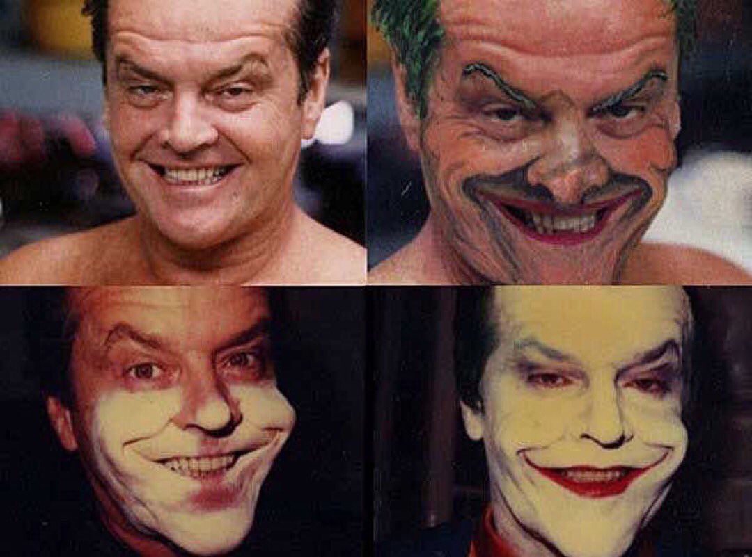 Jack Nicholson's makeup transformation to the Joker for BATMAN