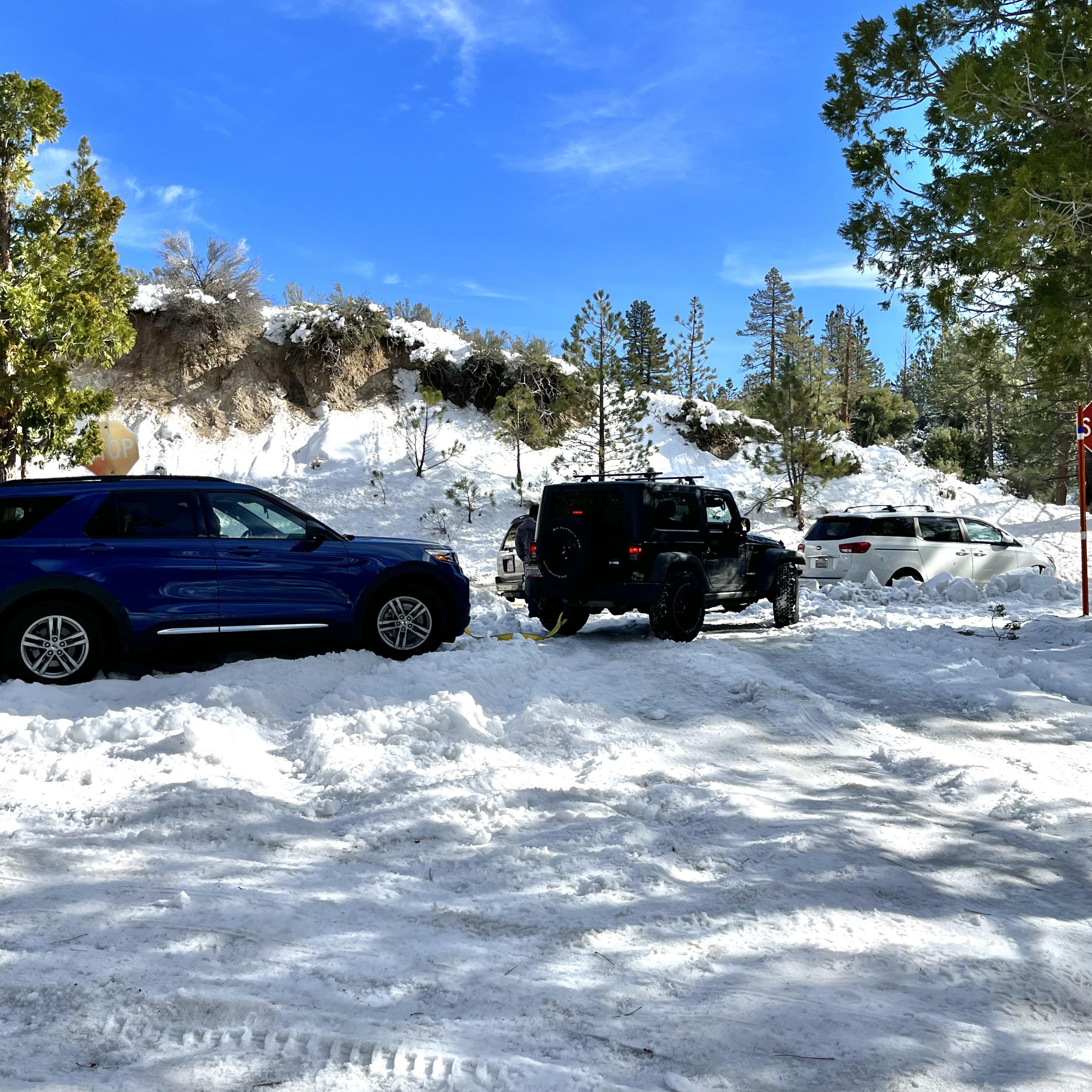 Be careful up in the mountains! This is me pulling a third car out of