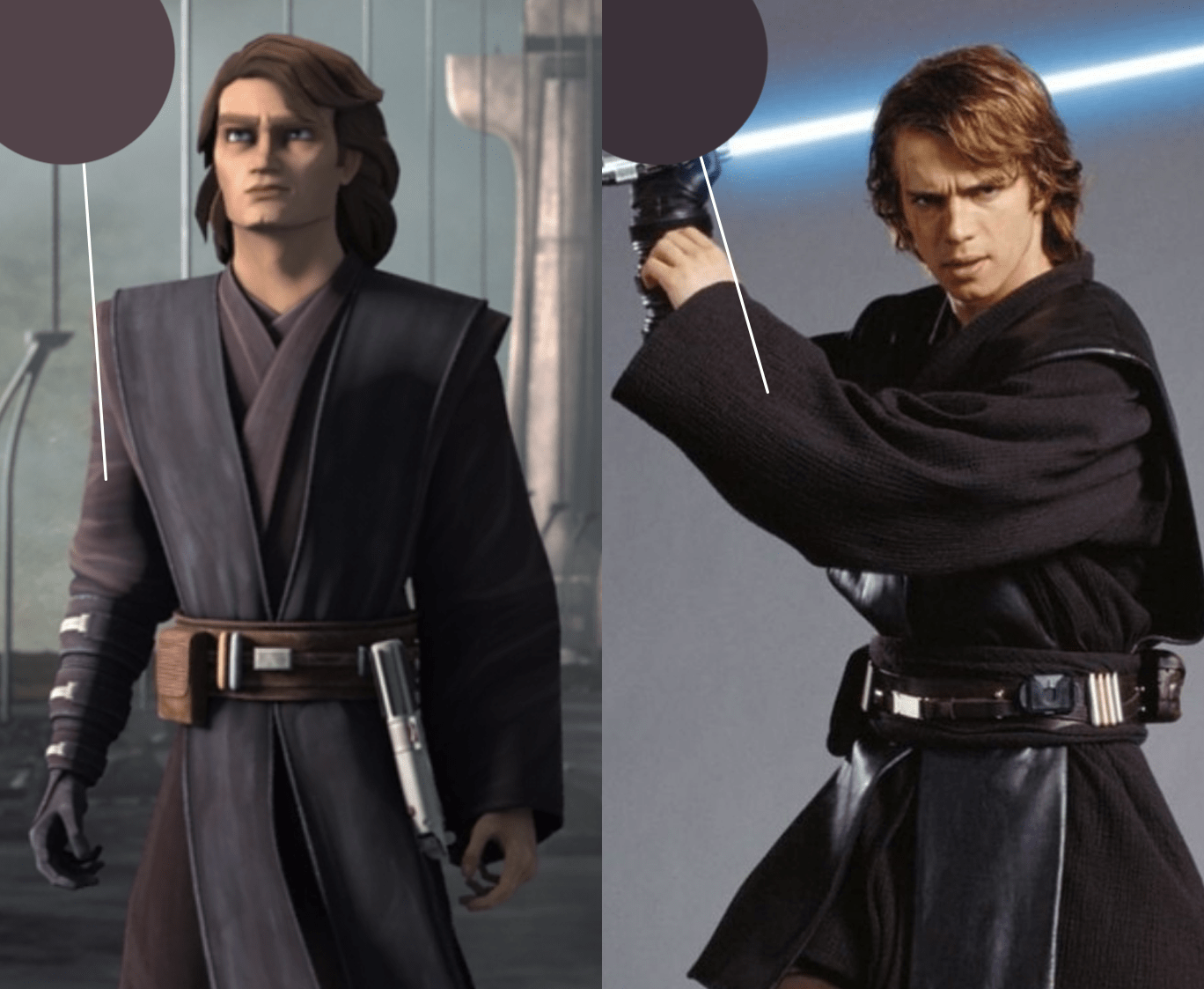 Are Anakin's robes in Episode III meant to have a purplish shade? I had originally thought they