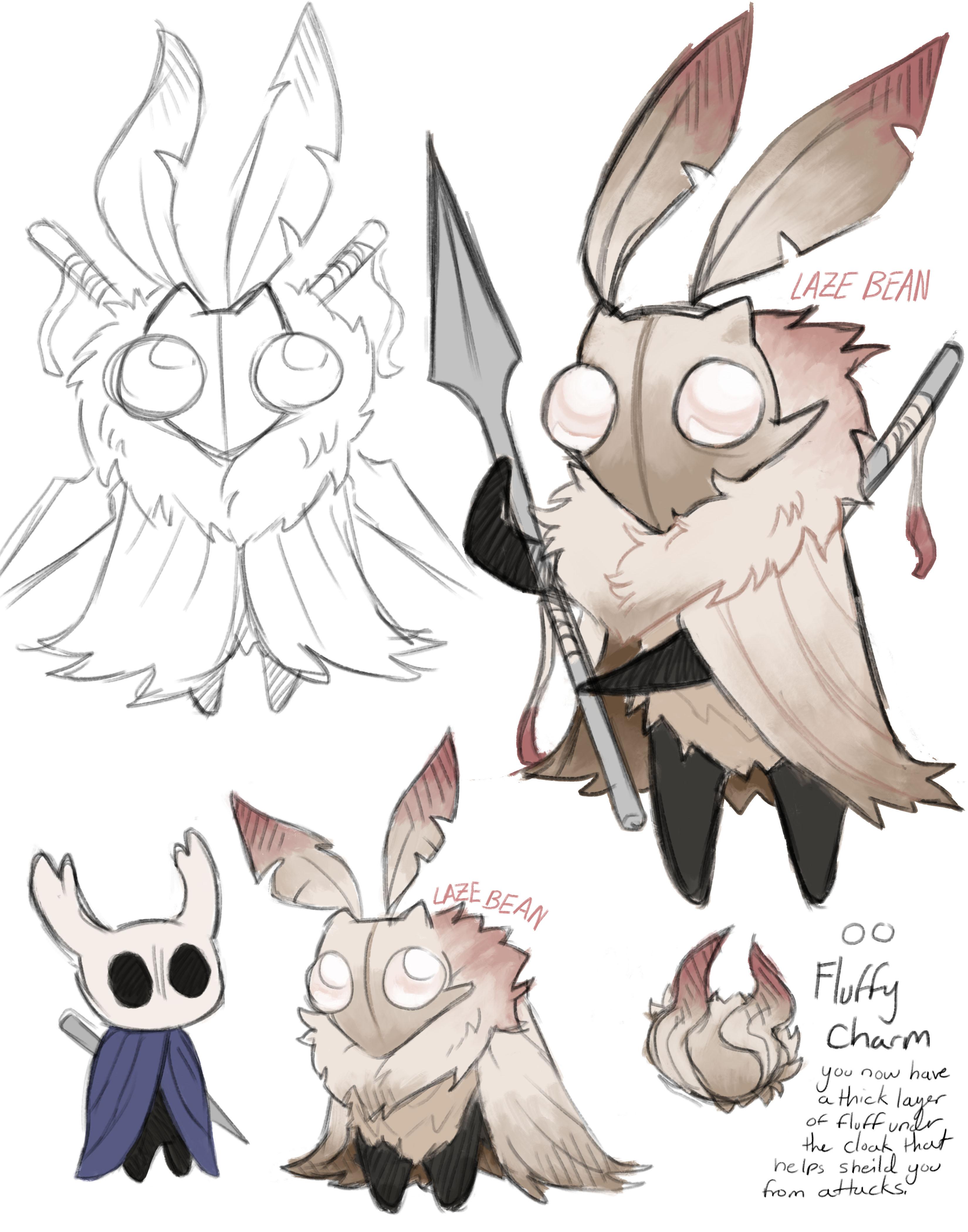 New Hollow Knight OC from the Moth Tribe. The Fluffy Charm they give