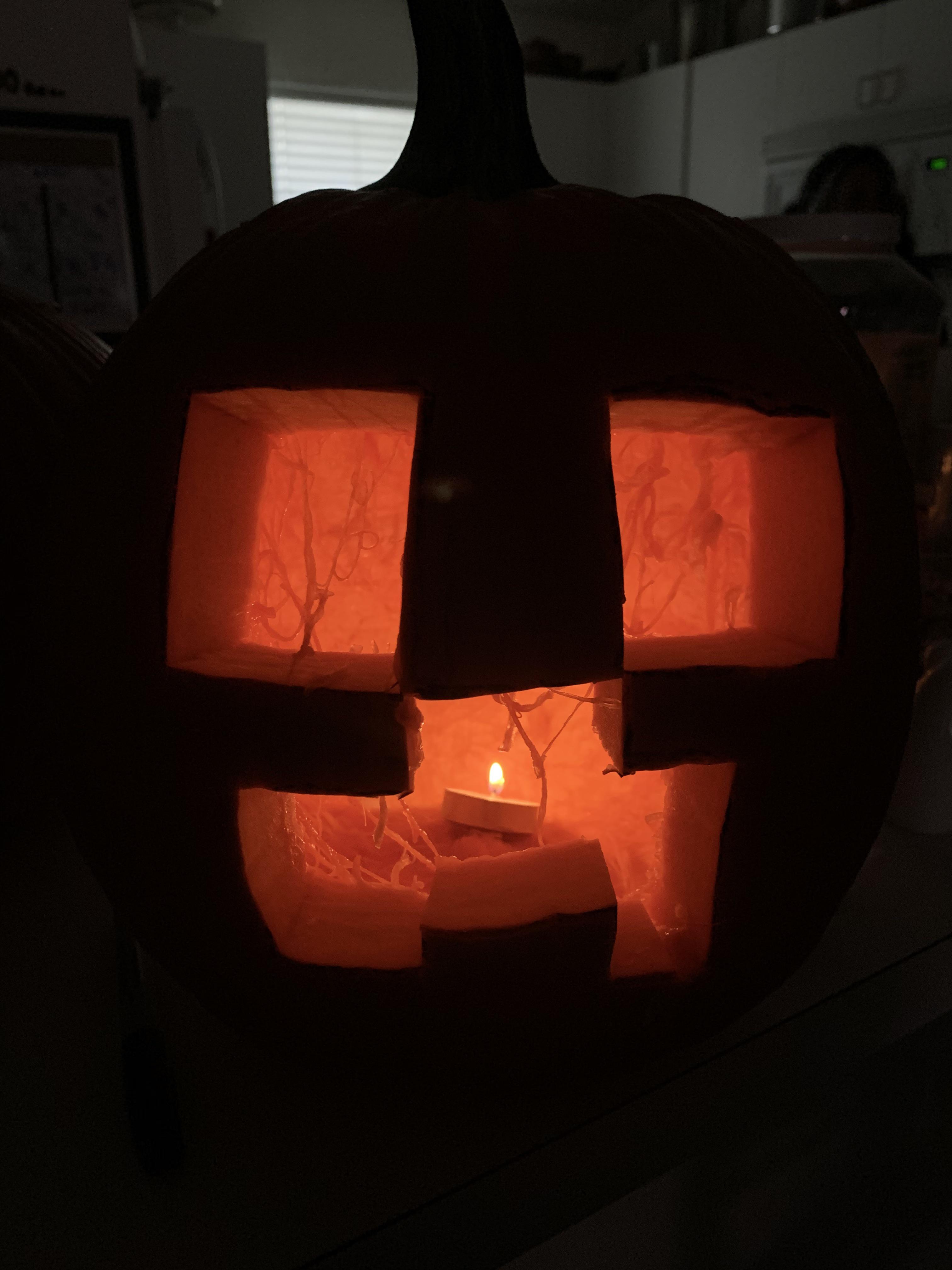 My creeper jack o lantern this year r/Minecraft