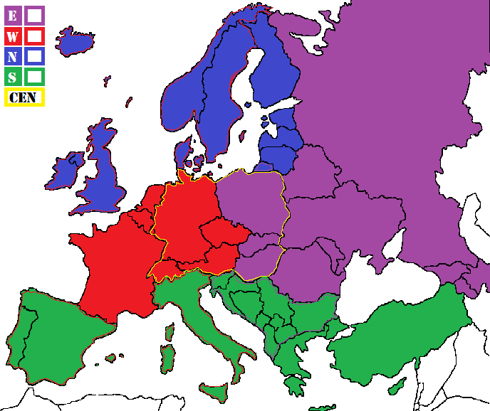 My definitions of European regions r/MapFans