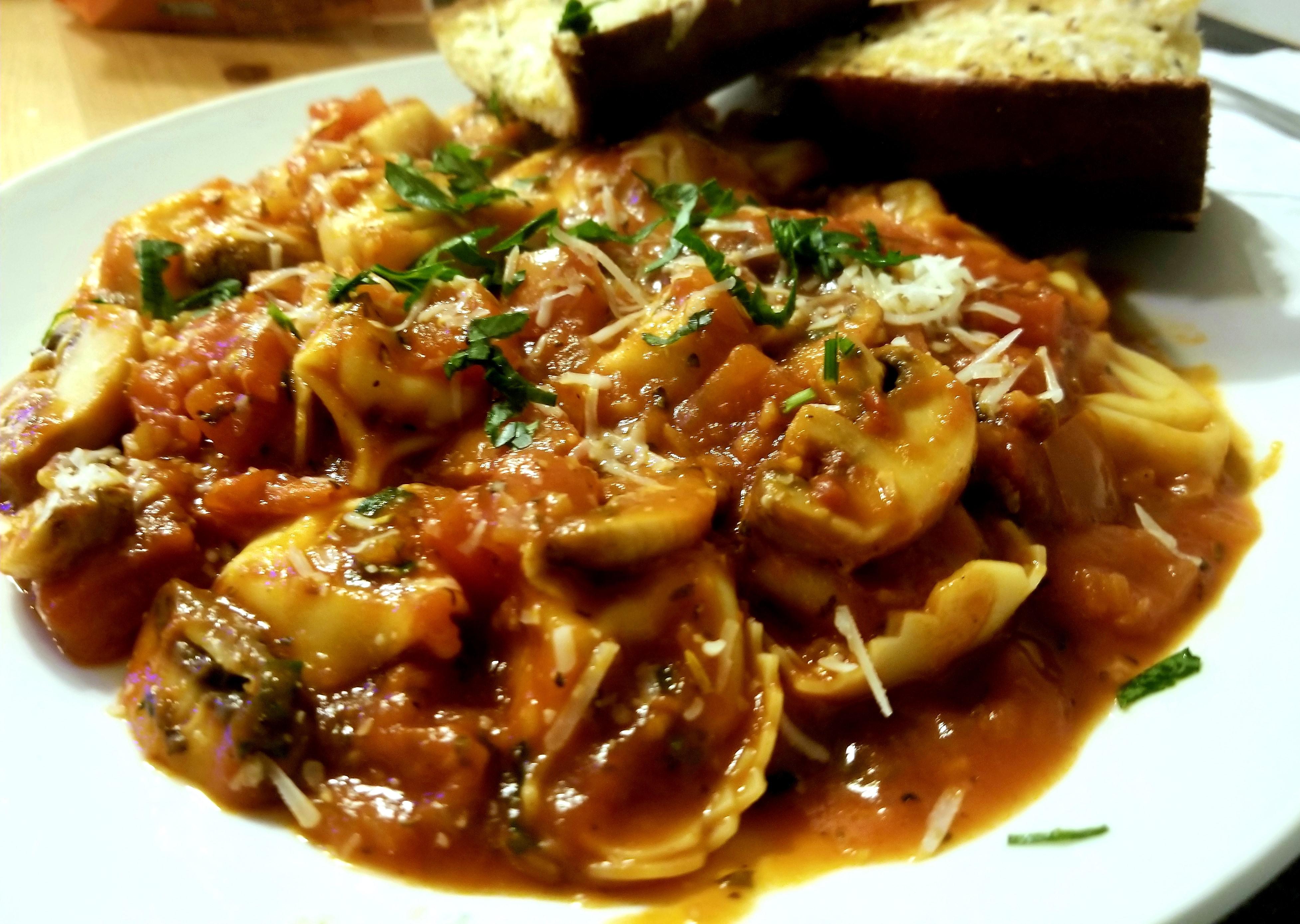 [Homemade] Tortellini Marinara with fresh garden herbs, parmesan cheese