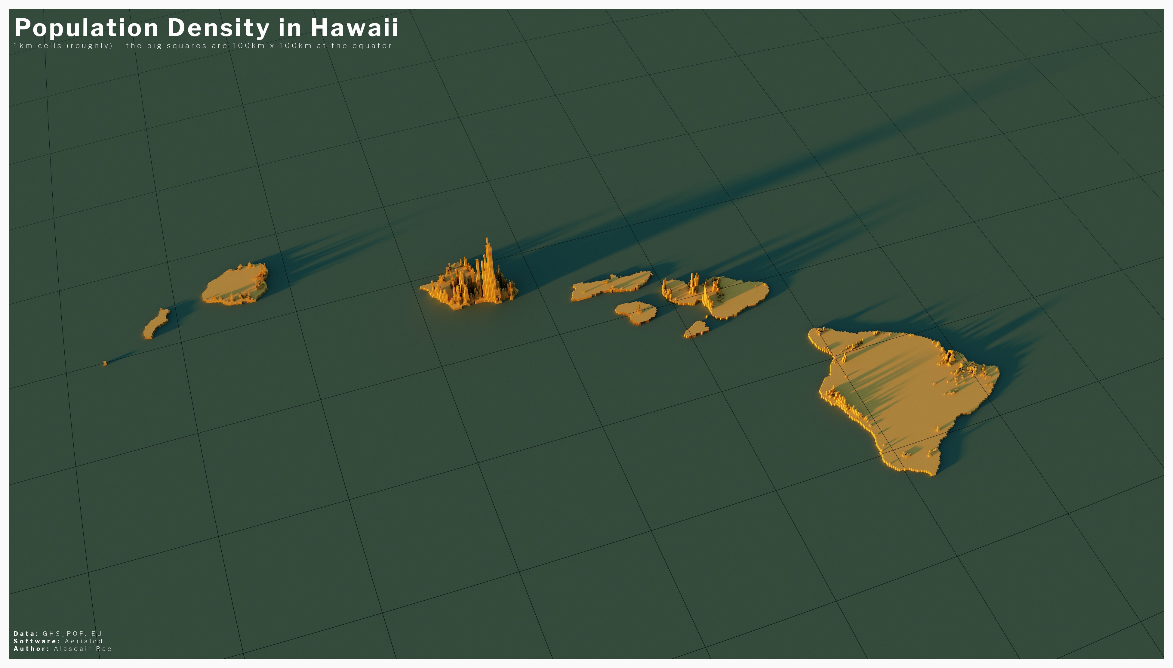 Population density in Hawaii r/MapPorn