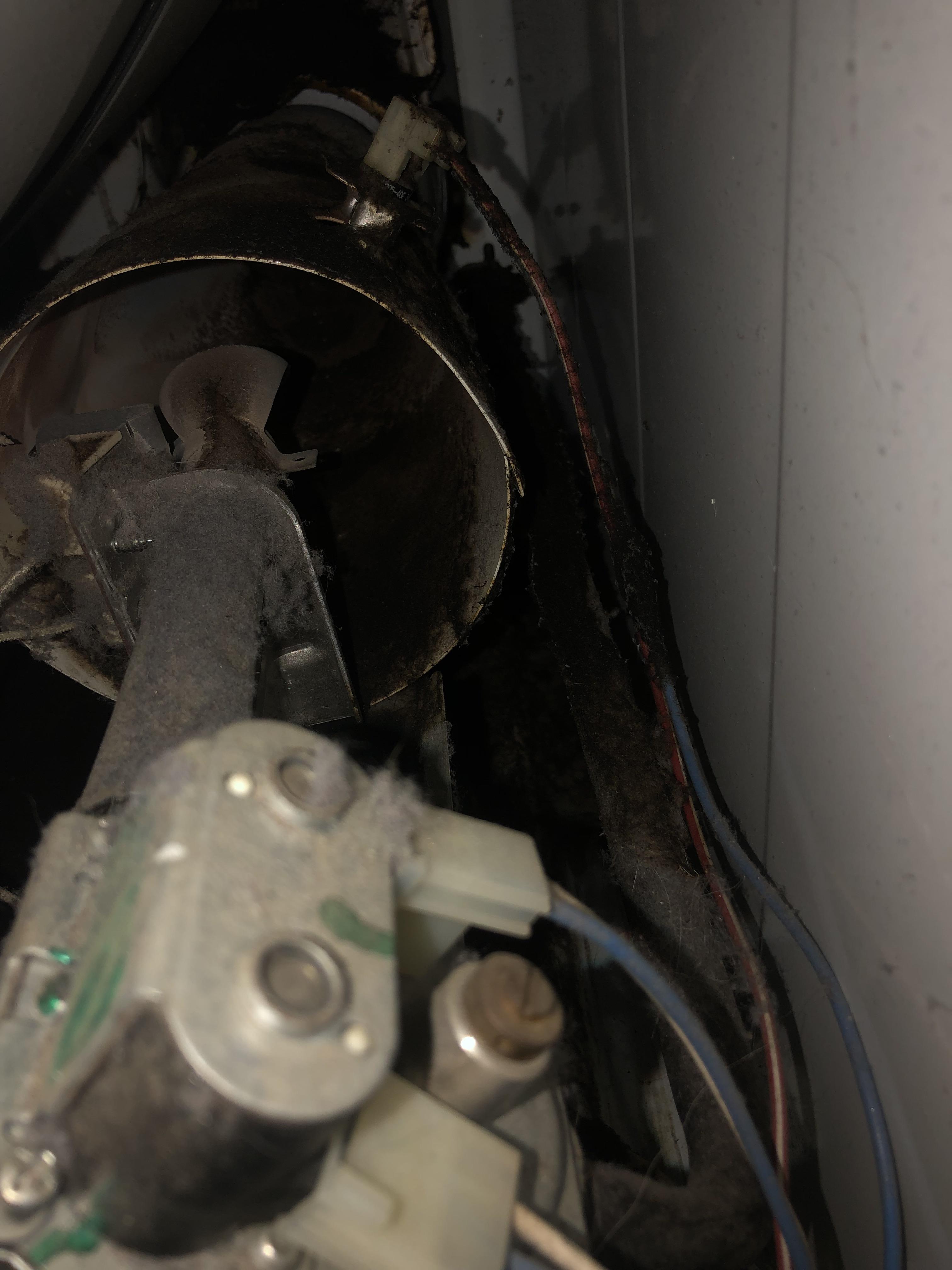 Kenmore dryer with burned on dust on a part I was warned long ago not