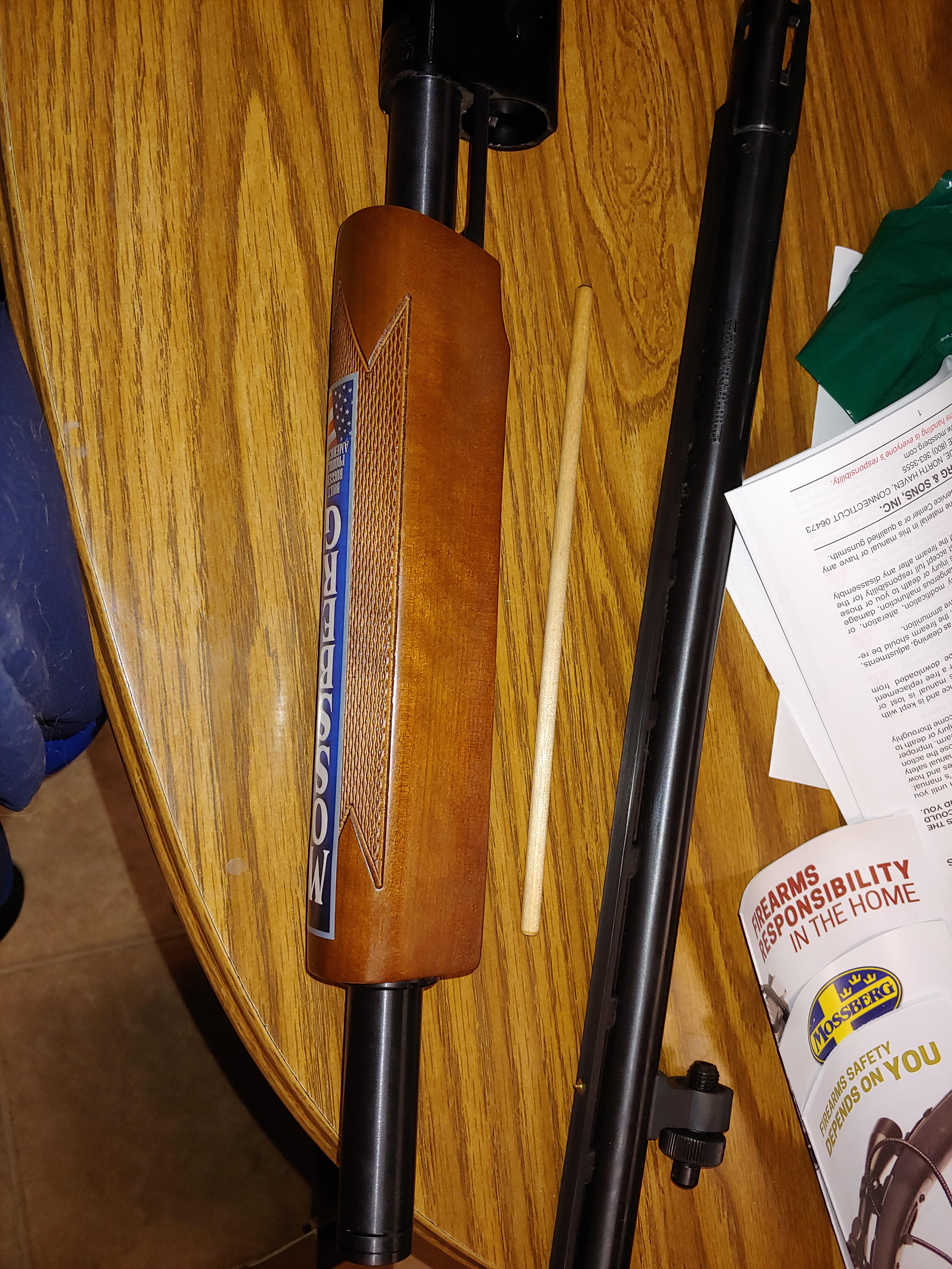 Mossberg 500 wooden dowel I accidentally pulled out. Help! How to put