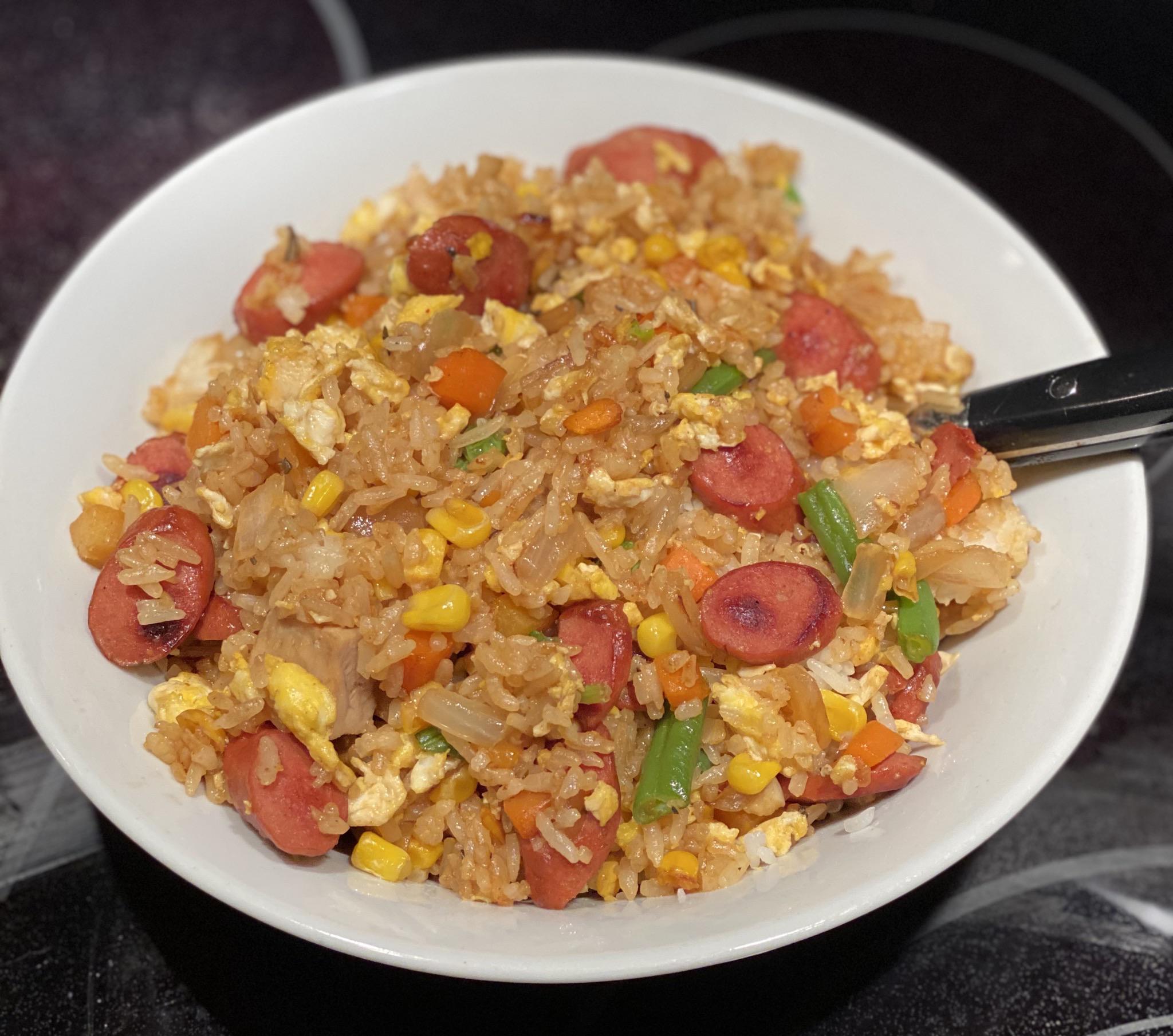[Homemade] Hot dog fried rice?! r/food