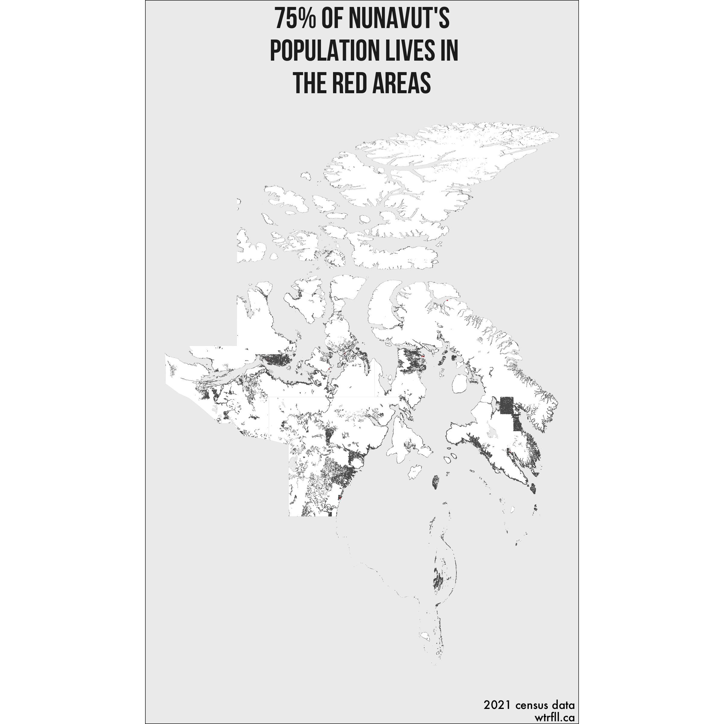 75 of Nunavut's population lives in the red areas r/nunavut
