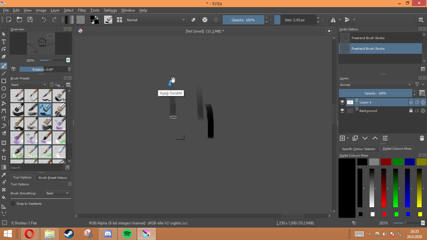 When i do straight line with the tablet this pops up it says "scroll