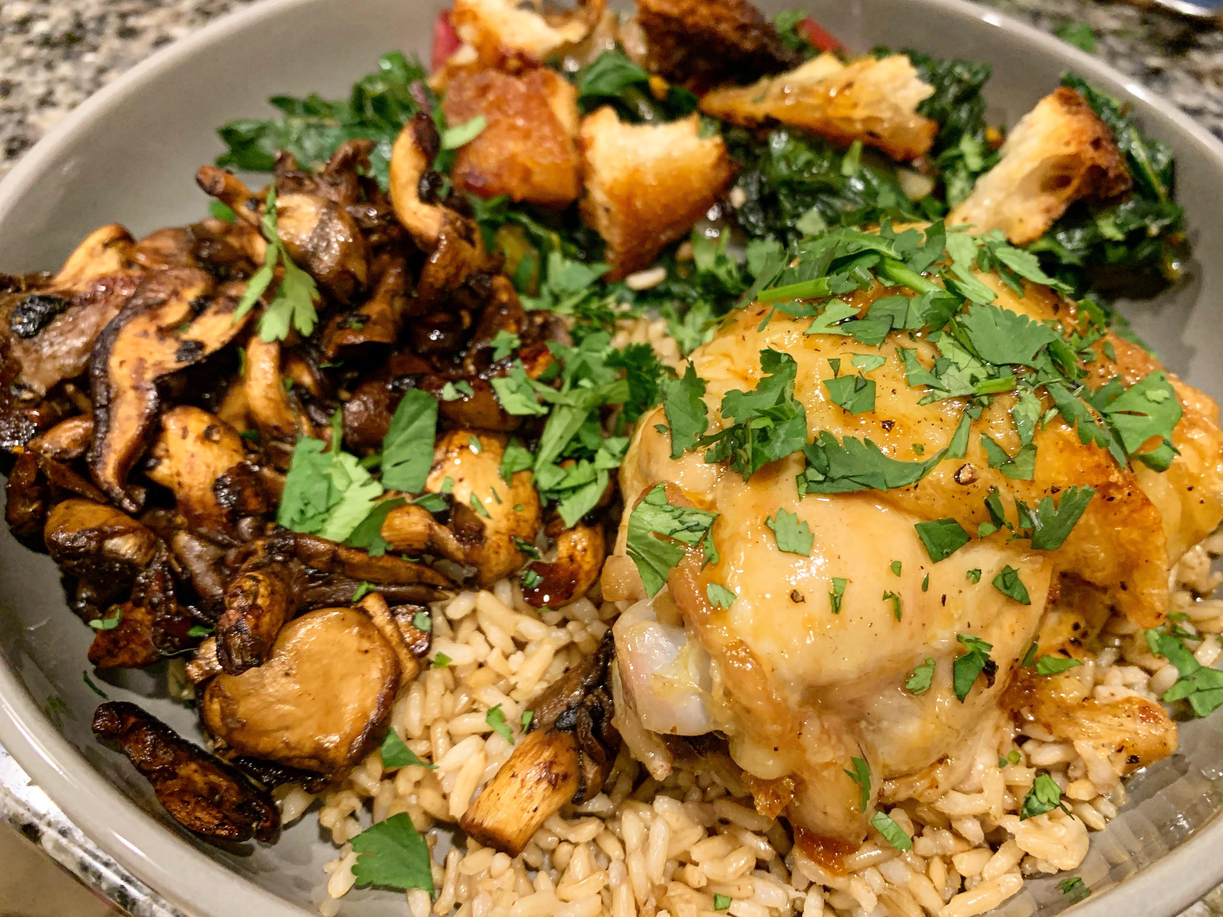 Week 15 Umami Roasted Chicken Thighs with fish sauce butter and