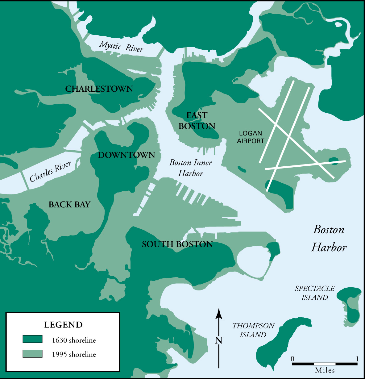 Boston land reclamation (16301995) r/MapPorn