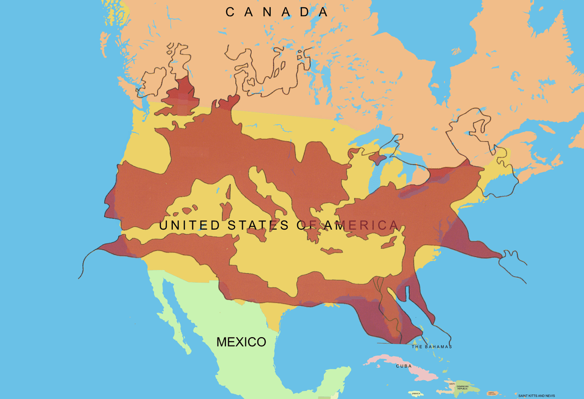 The size of the Roman Empire at its height compared to the United