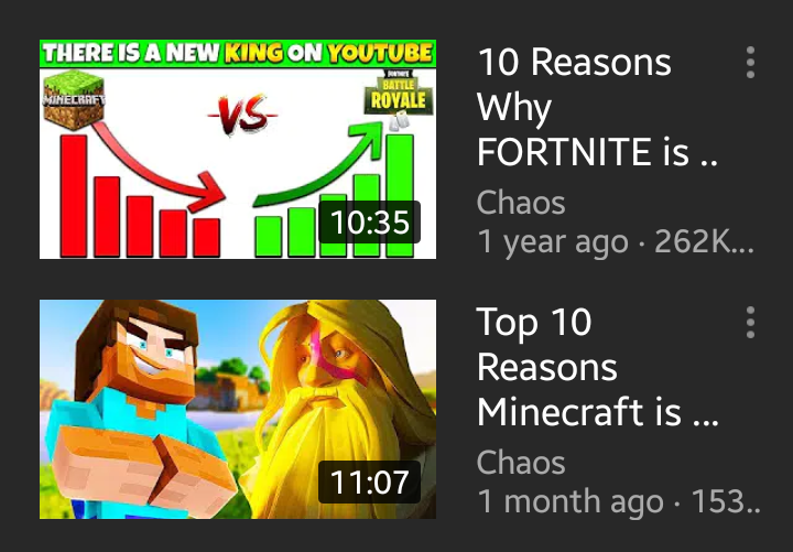 "10 reasons why fortnite is better than minecraft" then why Minecraft's