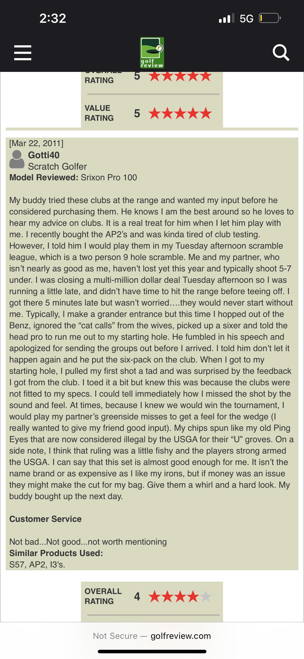 Possible the greatest club review I’ve ever come across. r/golf