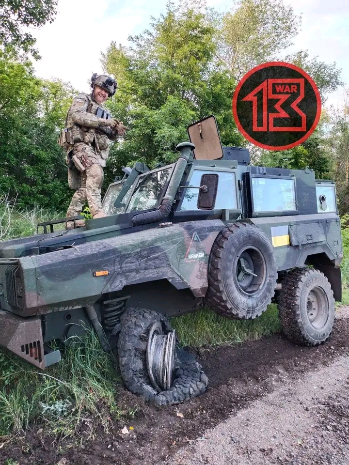 A Mamba APC captured by Russian forces in the Ukraine. These are a