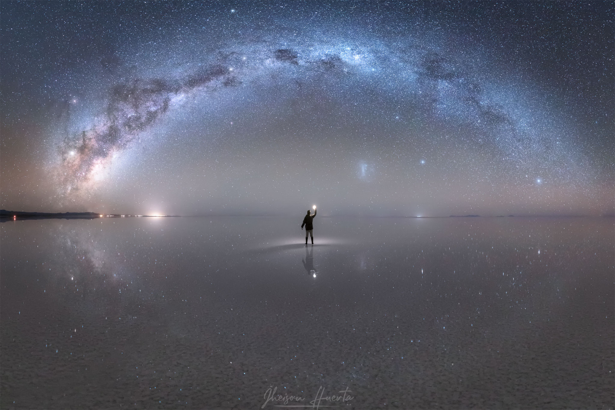 The Milky Way above the Salar de Uyuni salt flat in Bolivia. After it