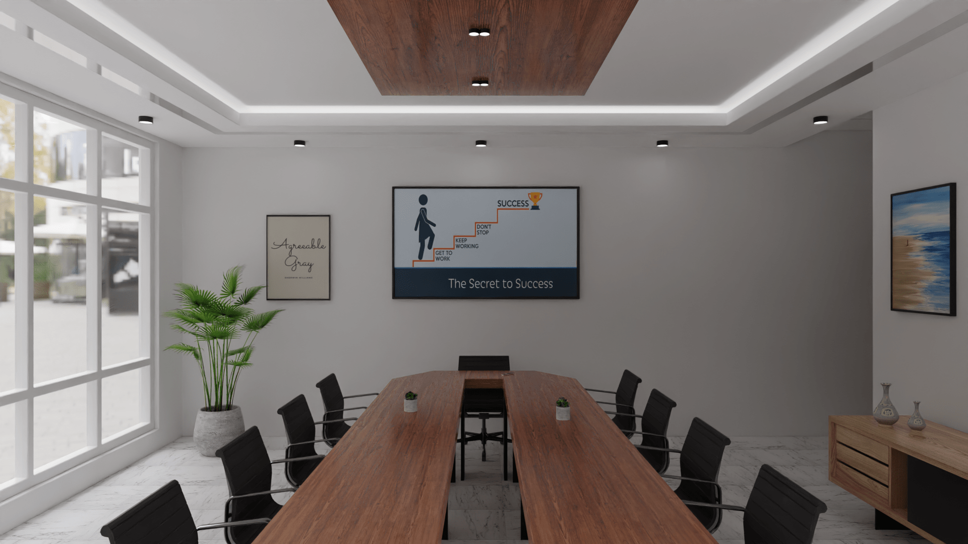 Conference Room, Client strictly said that "don't change wall color" So