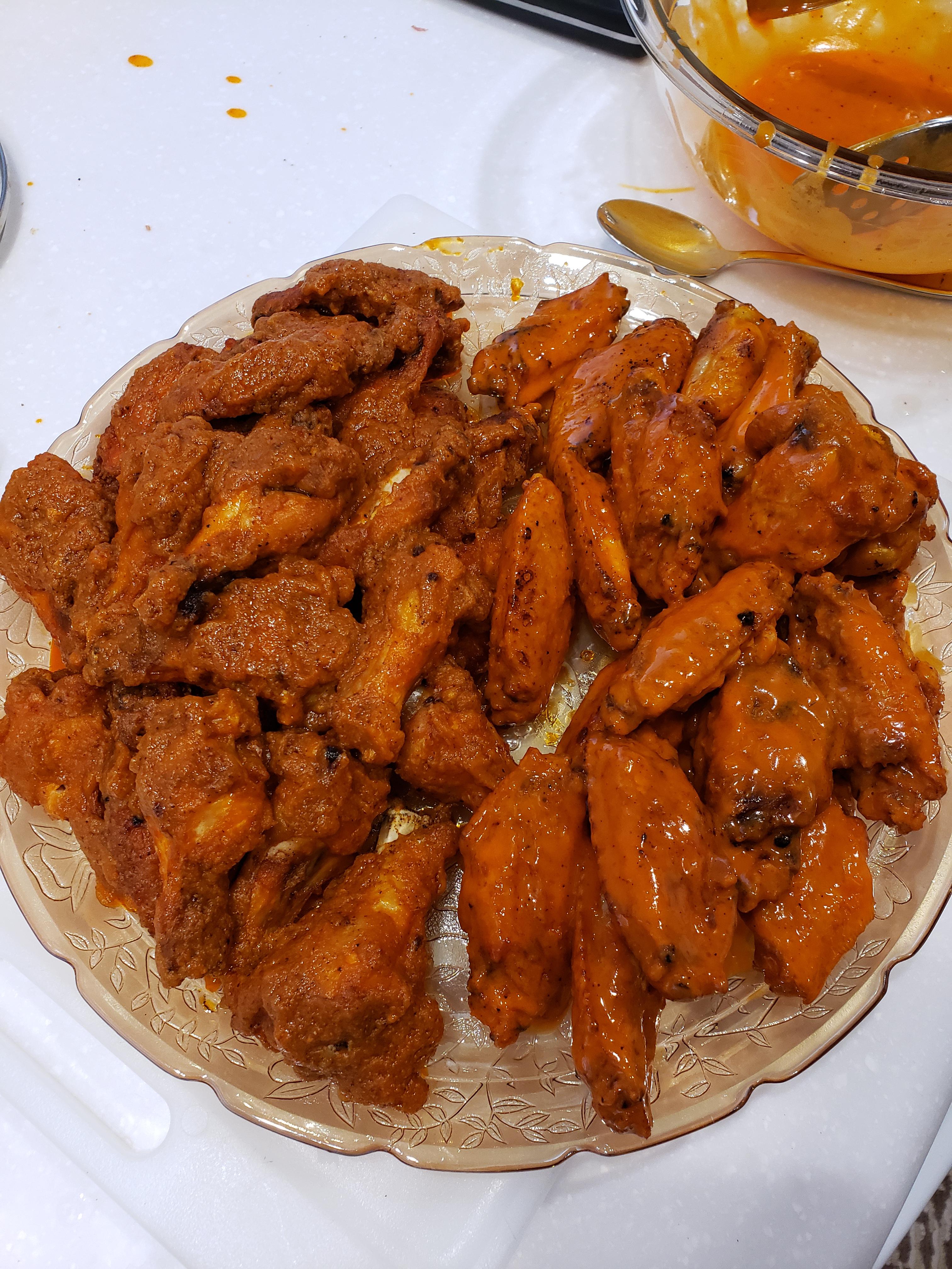 My son and I have perfected the wing! Double fried to keep that perfect moisture yet a super