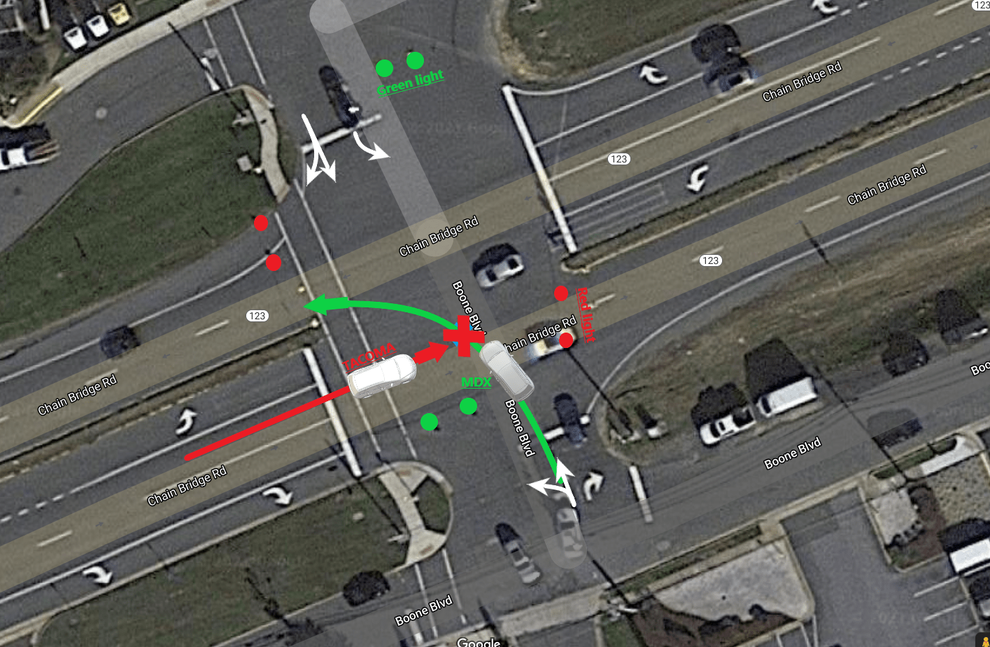 Accident witnesses wanted driving through red light and Tbone