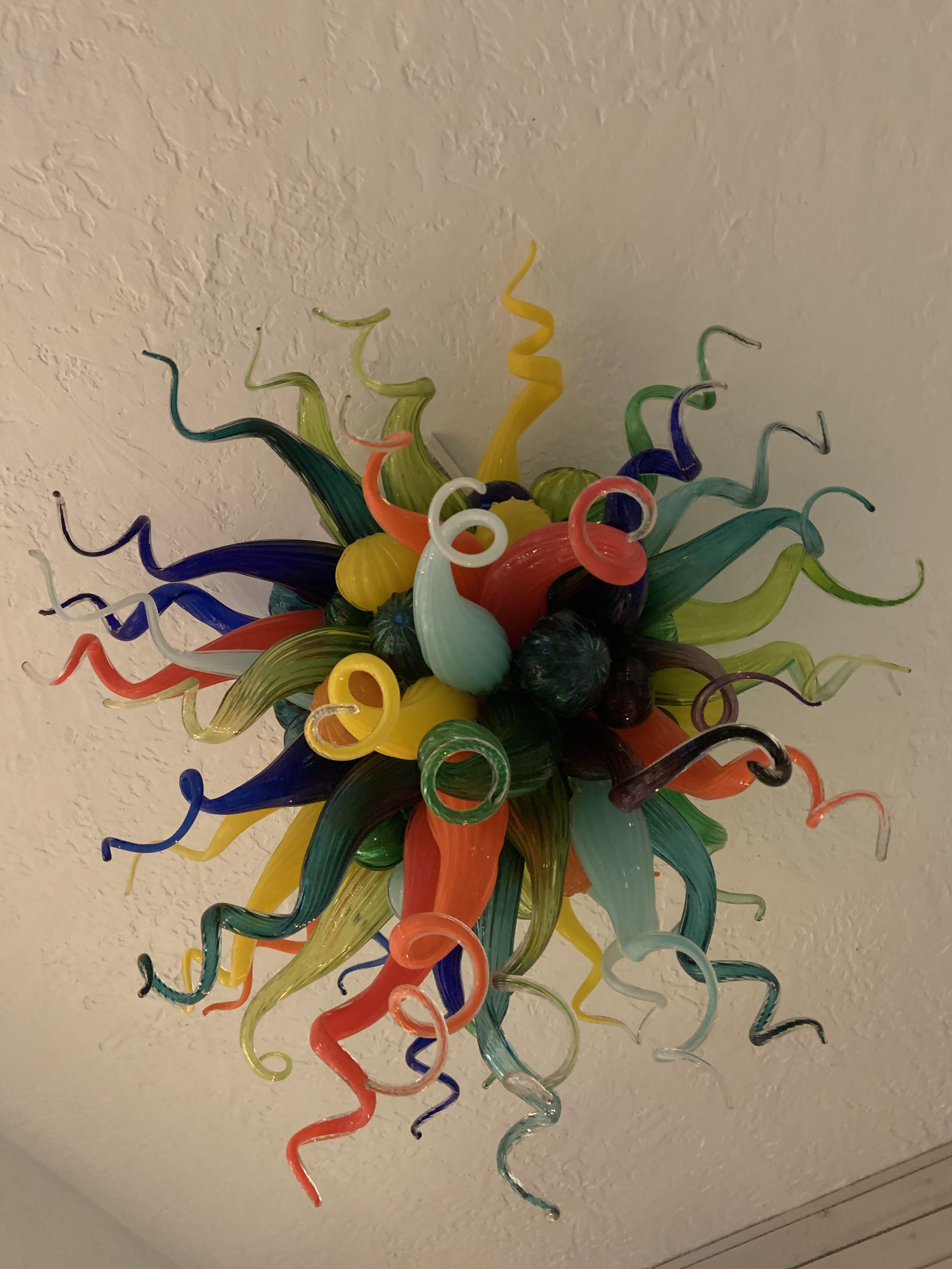 Blown glass chandelier at Akron Glass Works r/pics