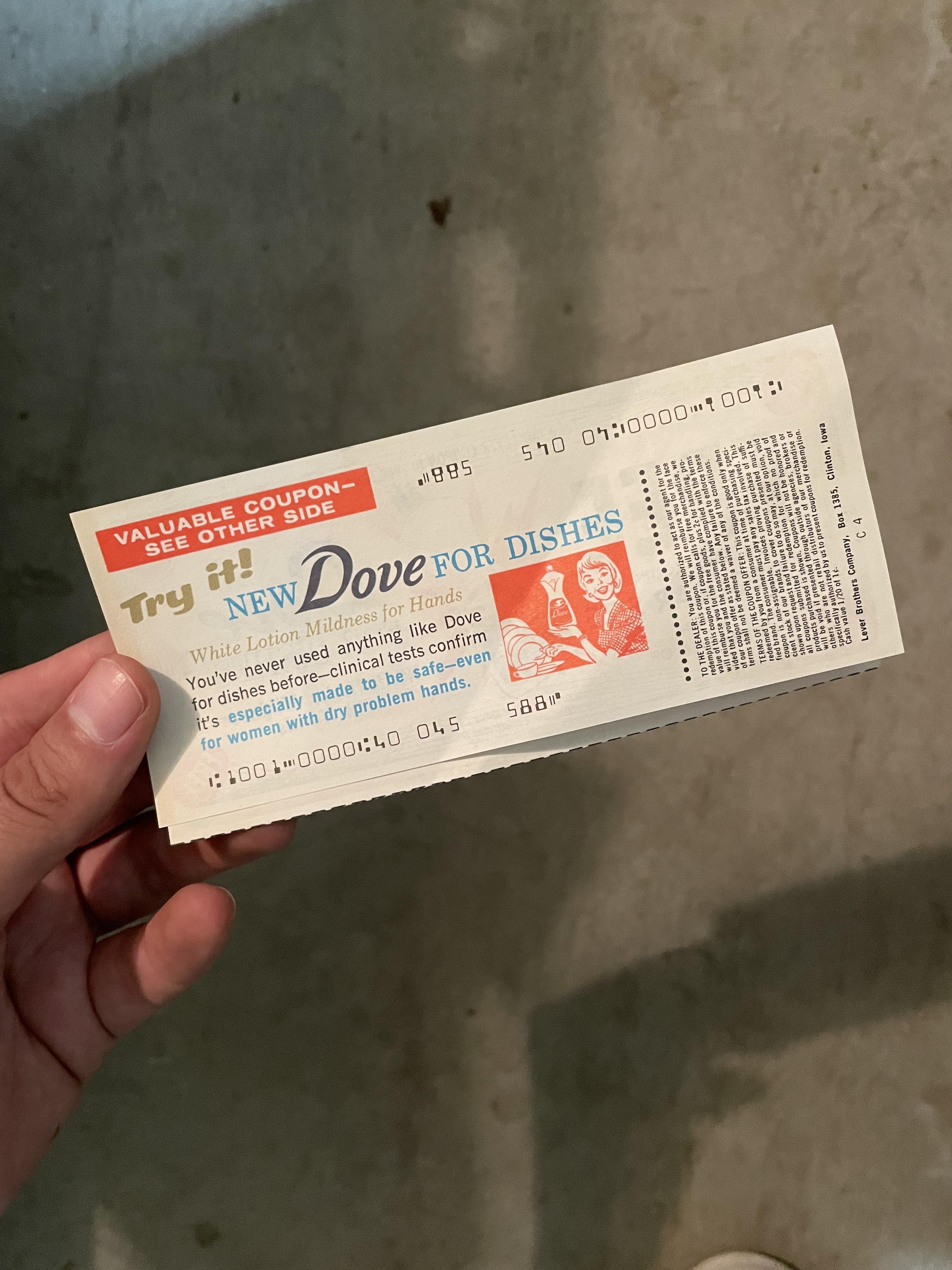 Old Dove dish soap coupon “…especially made to be safe even for women