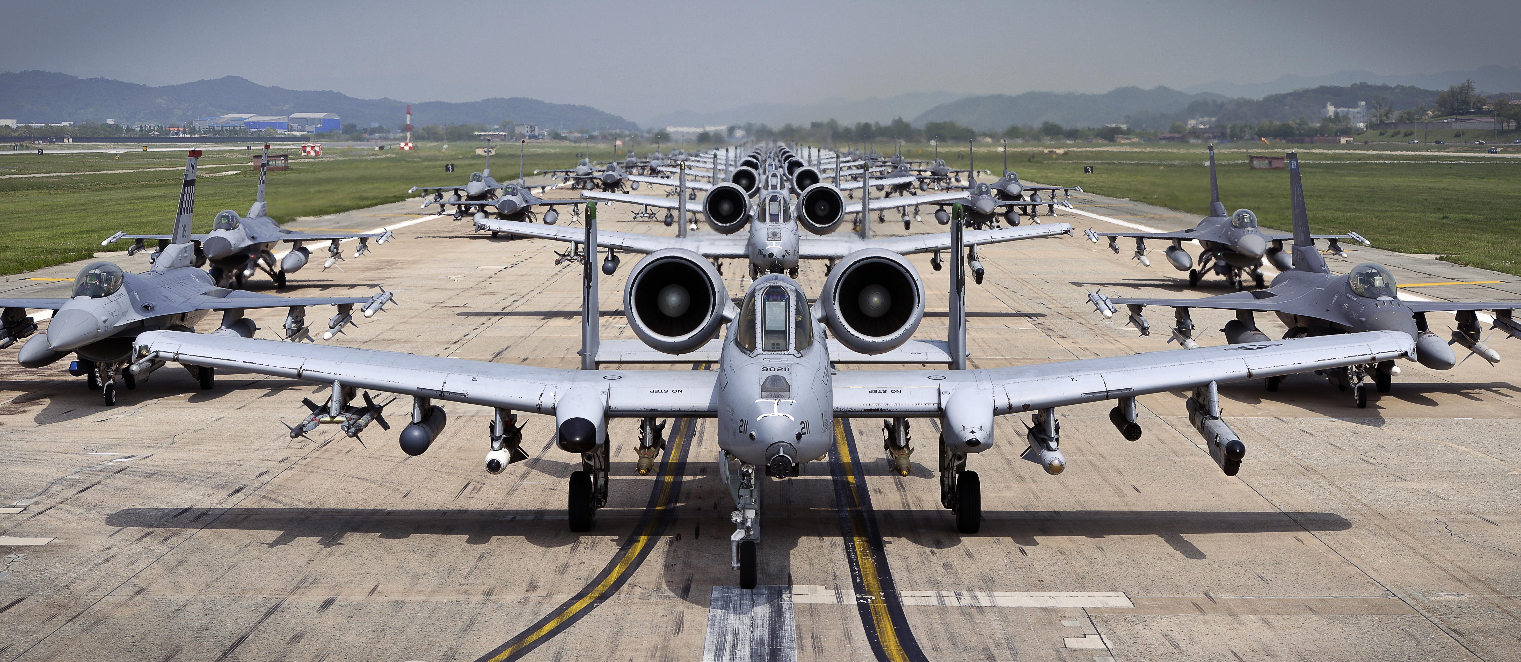 A10 and F16 Aircraft “Elephant Walk” at Osan Air Base, South Korea