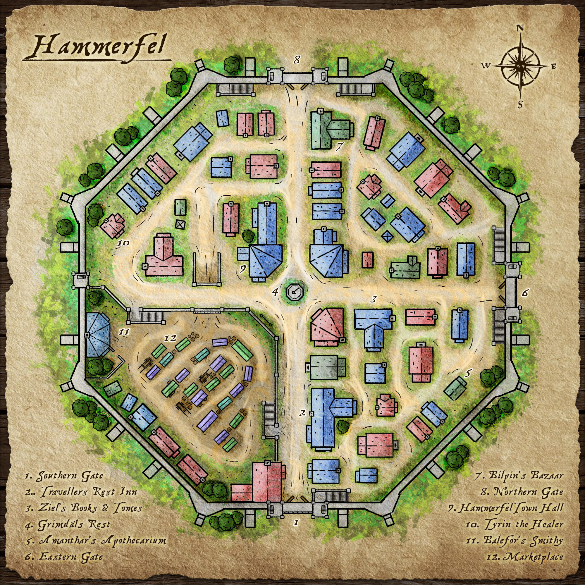Small Town Map Dnd Art] Hammerfel - The Town Map : R/Dnd