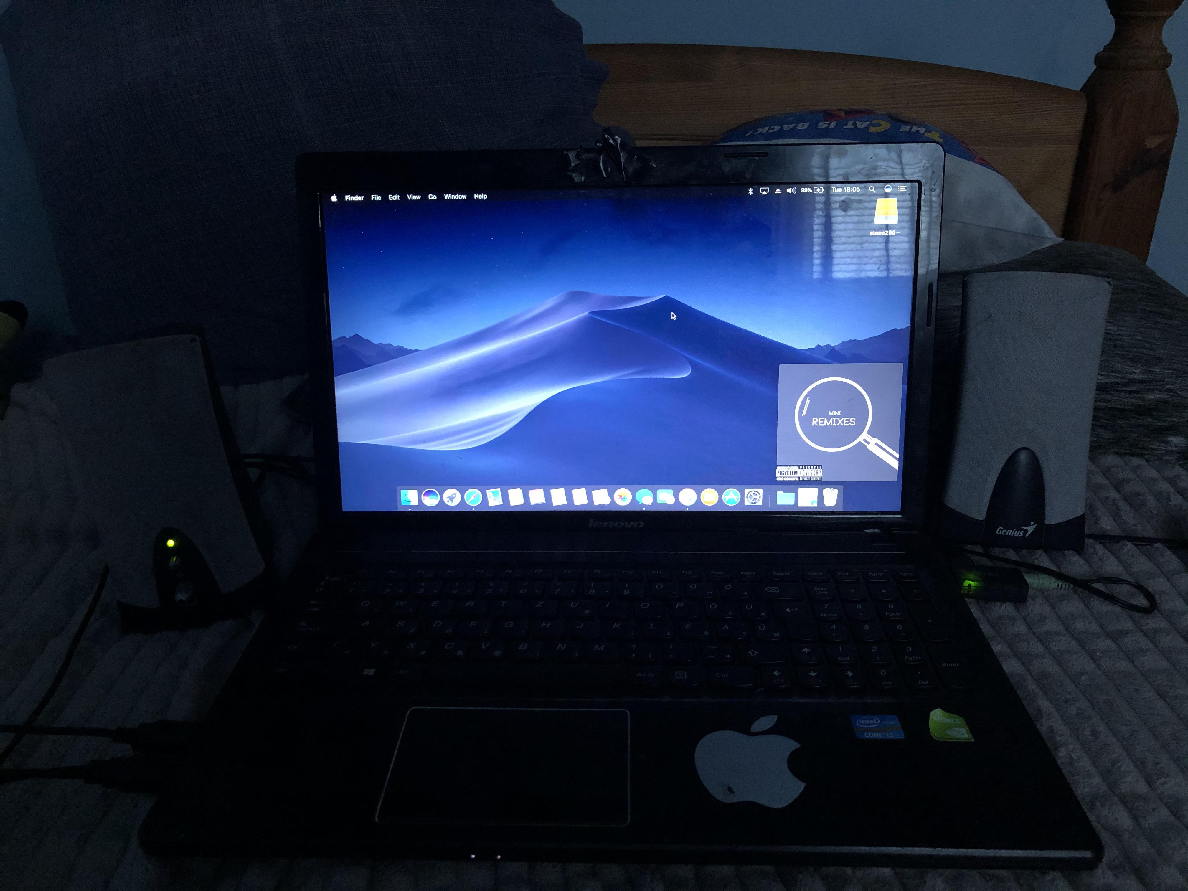 Lenovo G580 2013 dual boot. Audio works with USB audio thingy, WiFi works with dongle, and