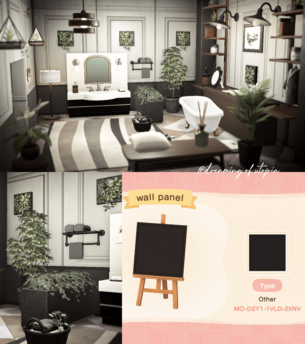 Here is the code of the black wall panel I designed to create this