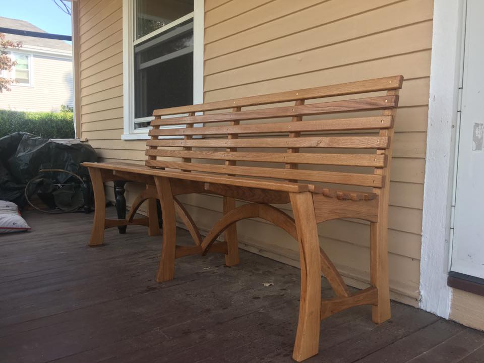 White oak bench for my front porch r/woodworking