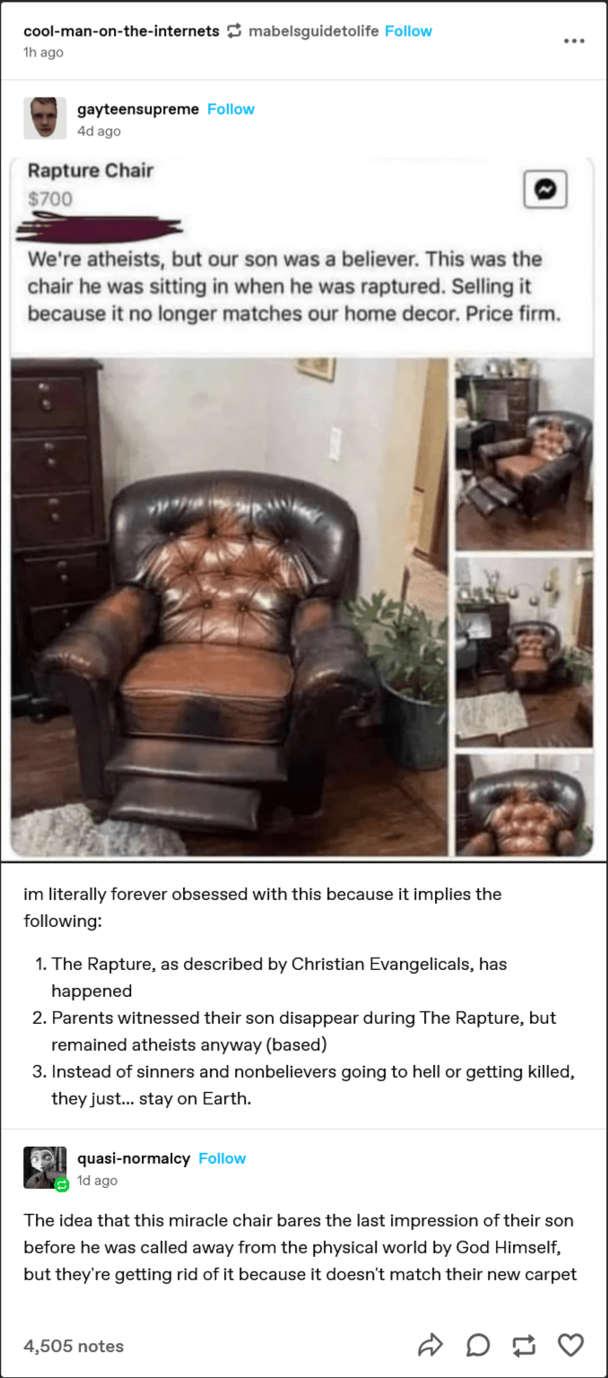 rapture chair : r/CuratedTumblr