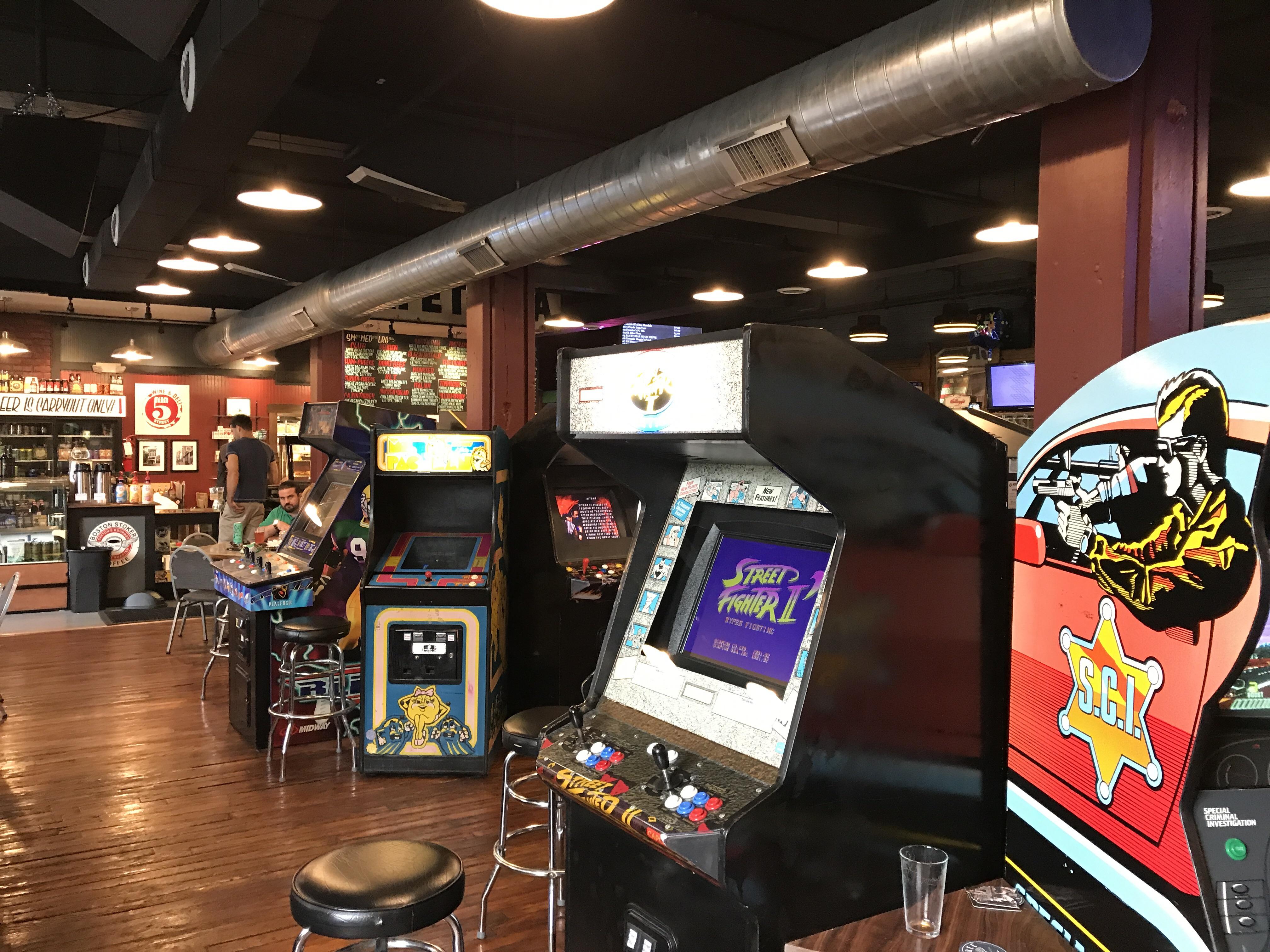 Beer, great deli food and free old school games. Love my new local bar